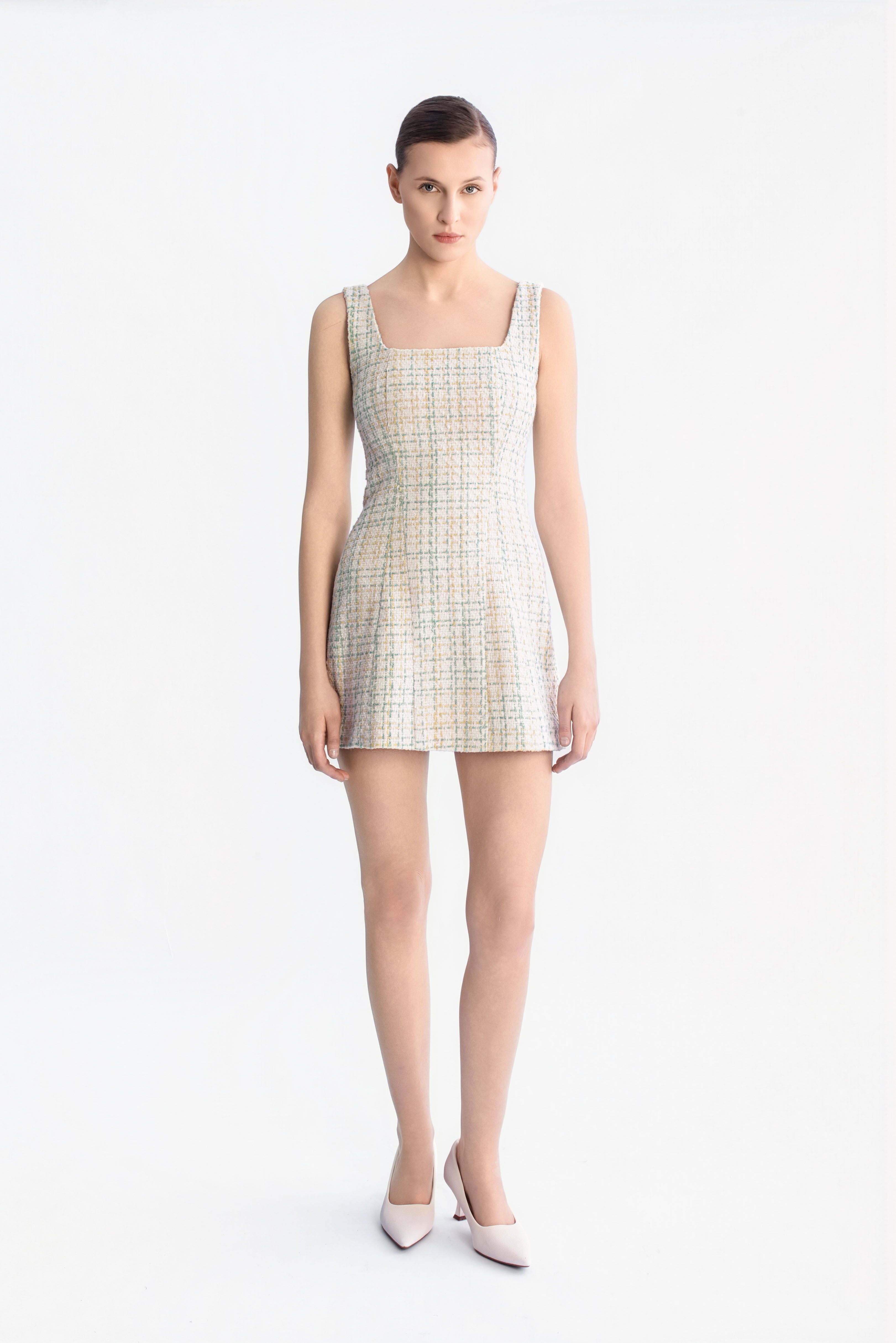Tweed mini dress - Green Small / Pink Tweed mini dress - Green Small / Pink