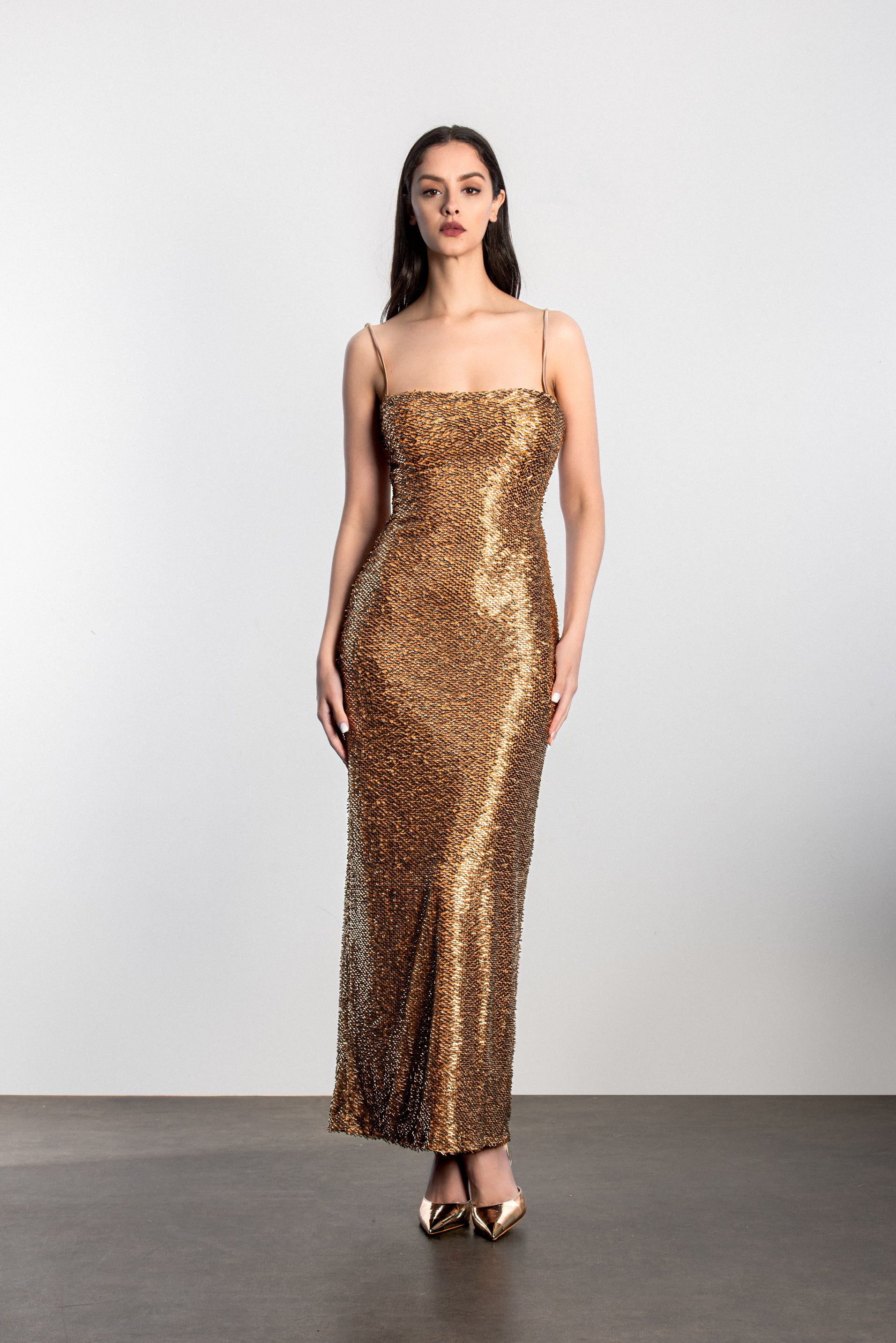 Beaded maxi dress - Bronze Large / Bronze Beaded maxi dress - Bronze Large / Bronze
