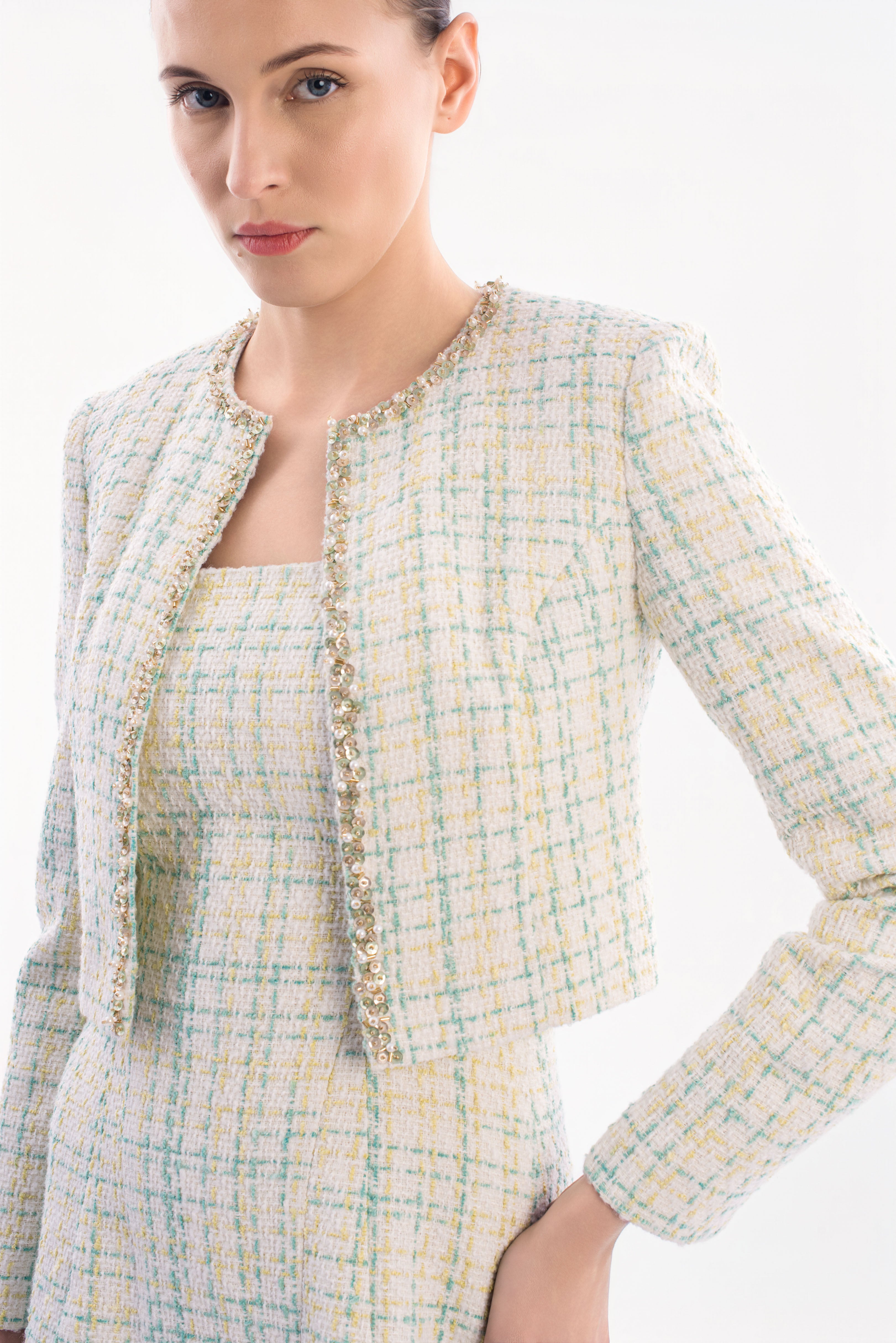 Tweed mini dress - Green – Ziavie