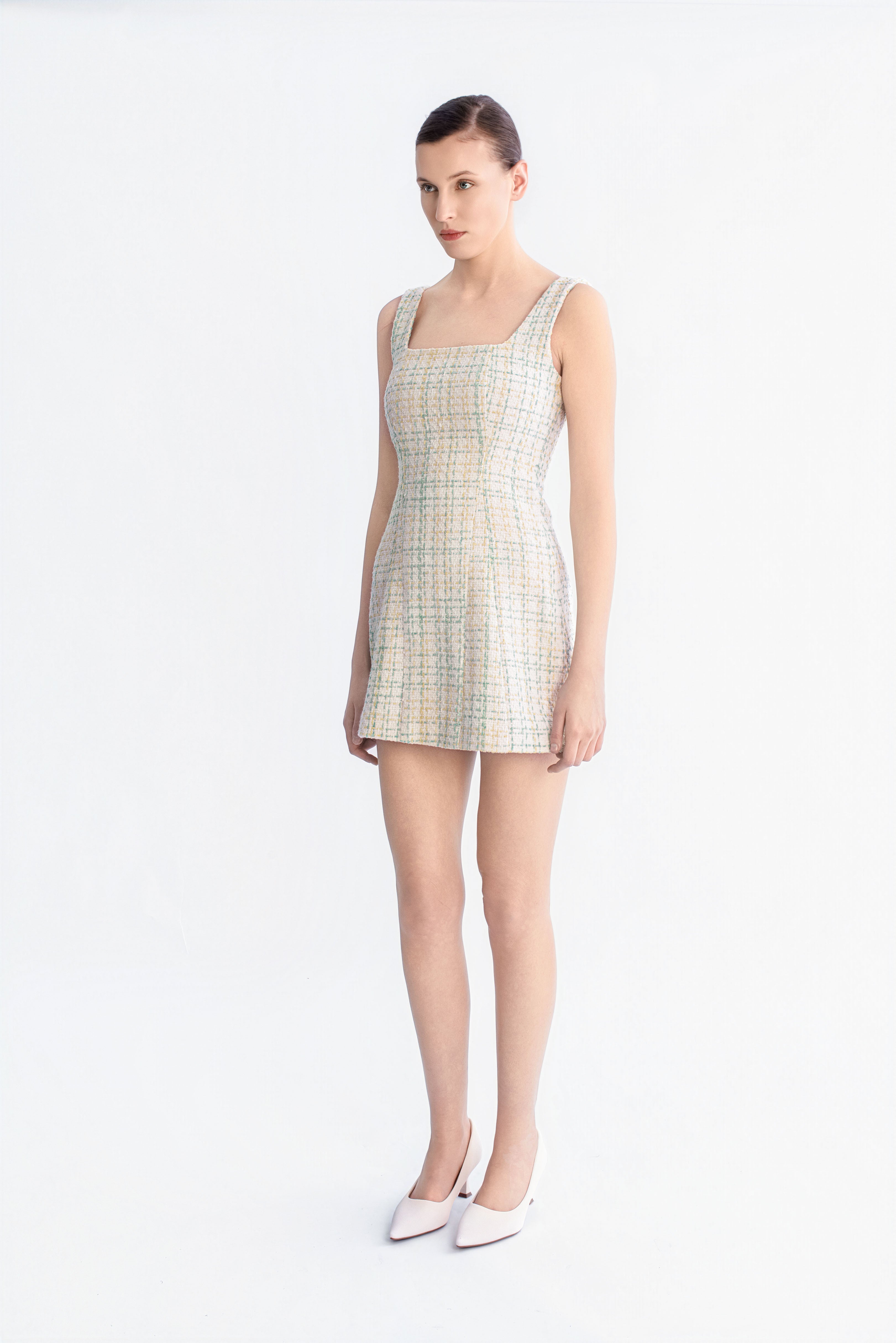 Tweed mini dress - Green – Ziavie