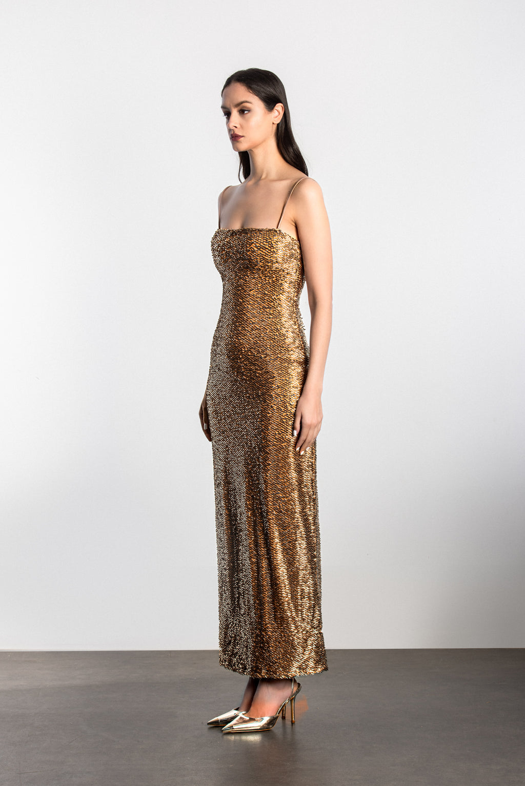 Beaded maxi dress - Bronze
