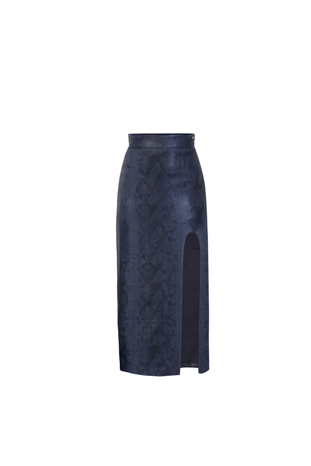 Leather midi skirt - Navy