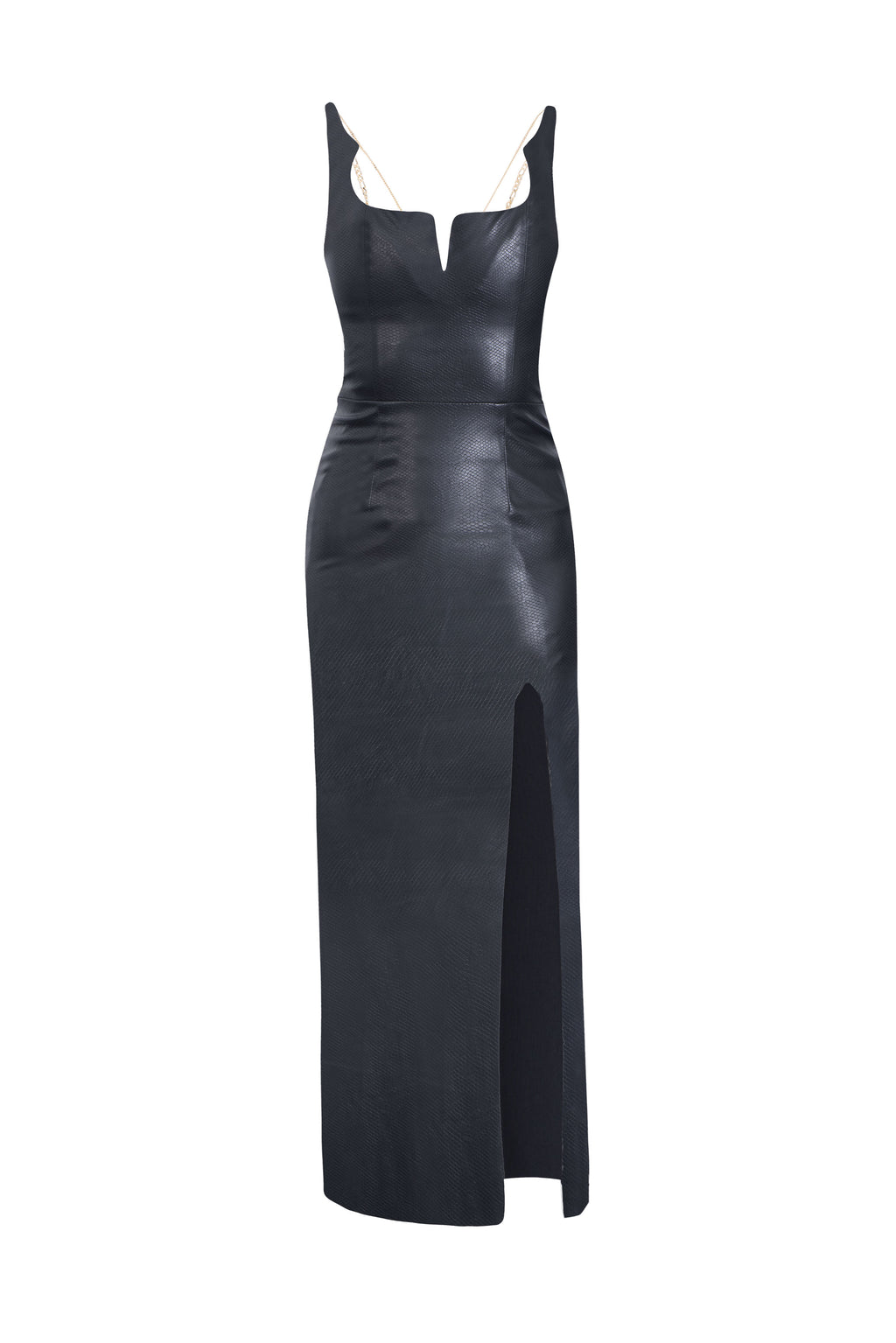 Leather Gown with chain - Black