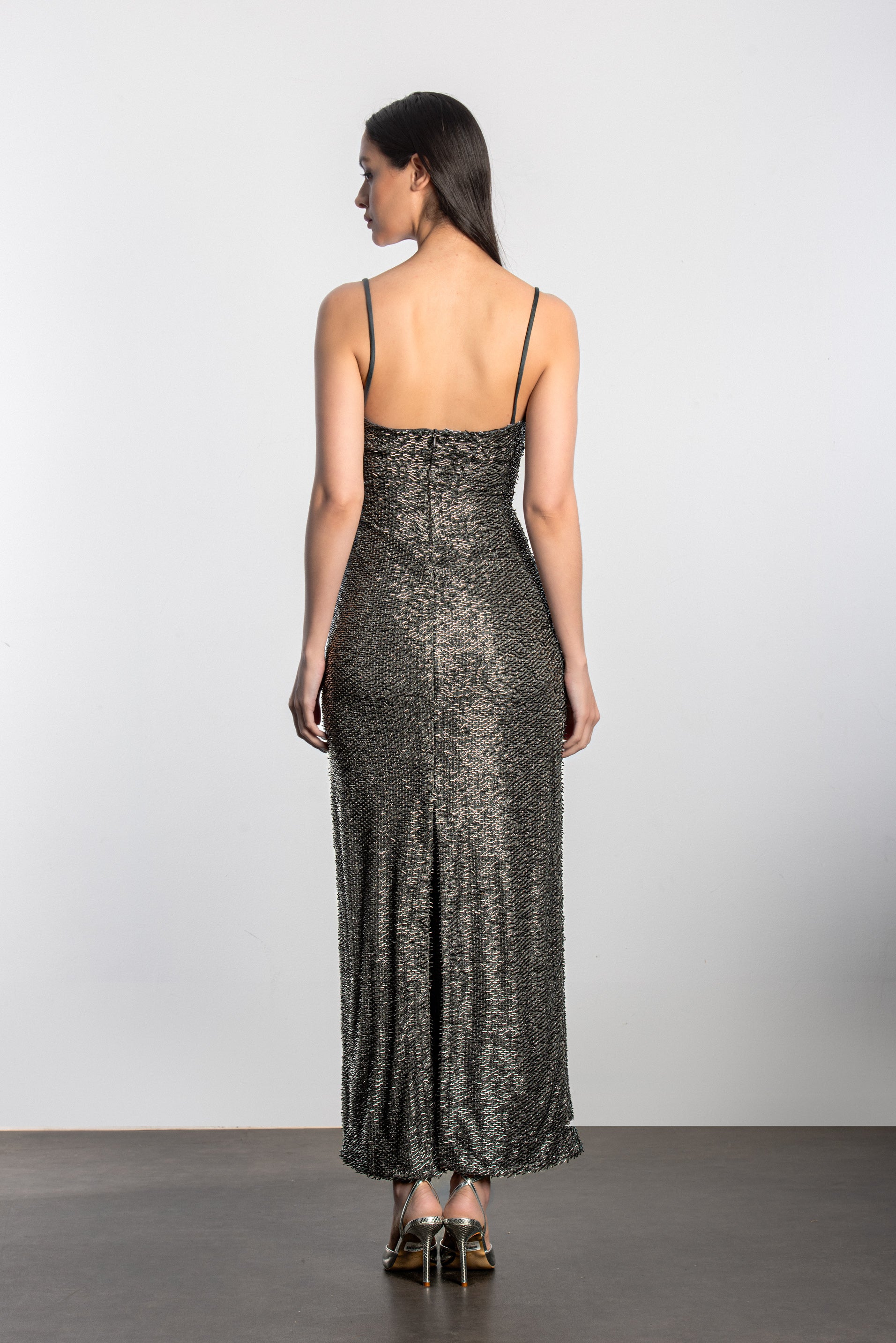 Beaded maxi dress - Silver
