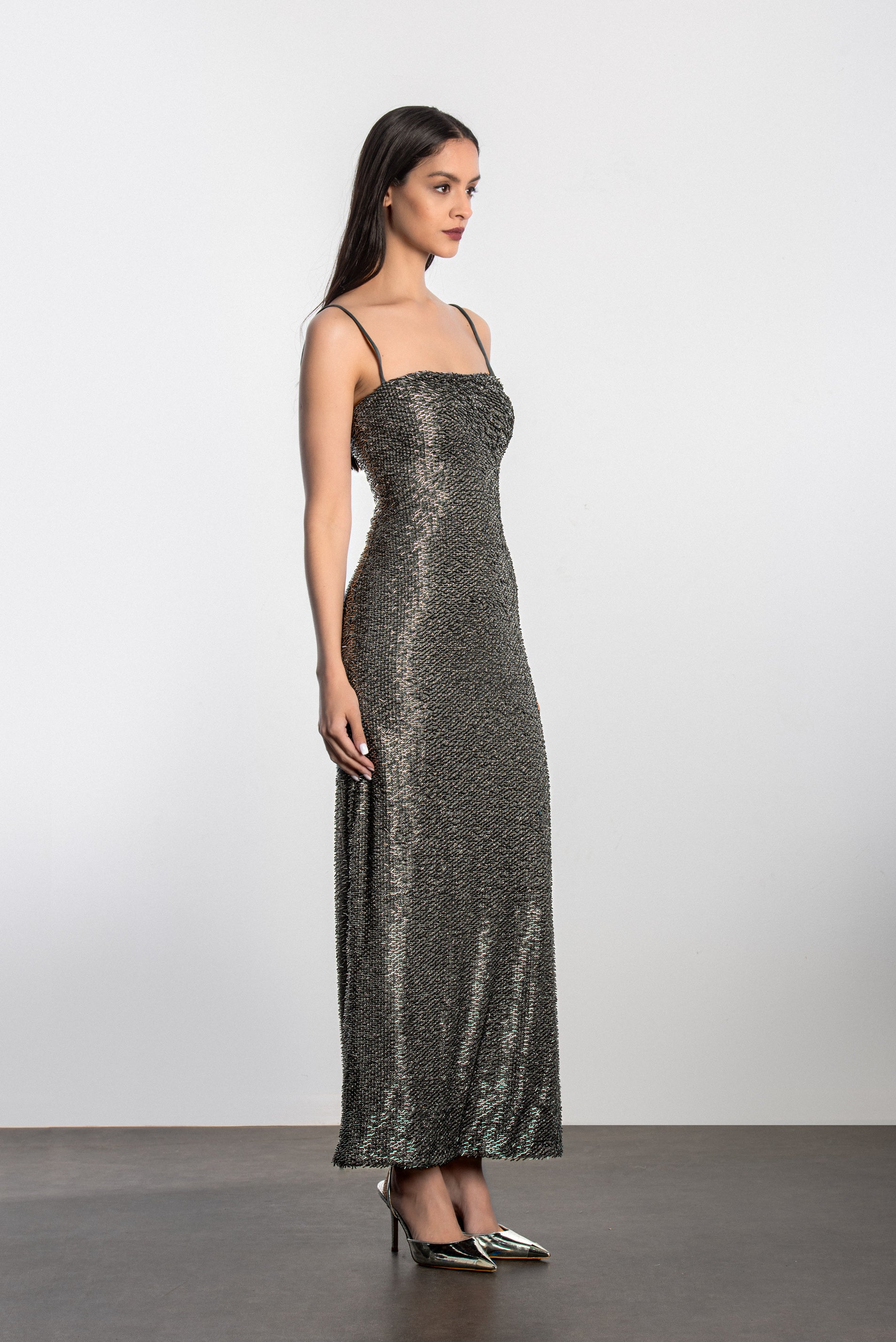 Beaded maxi dress - Silver