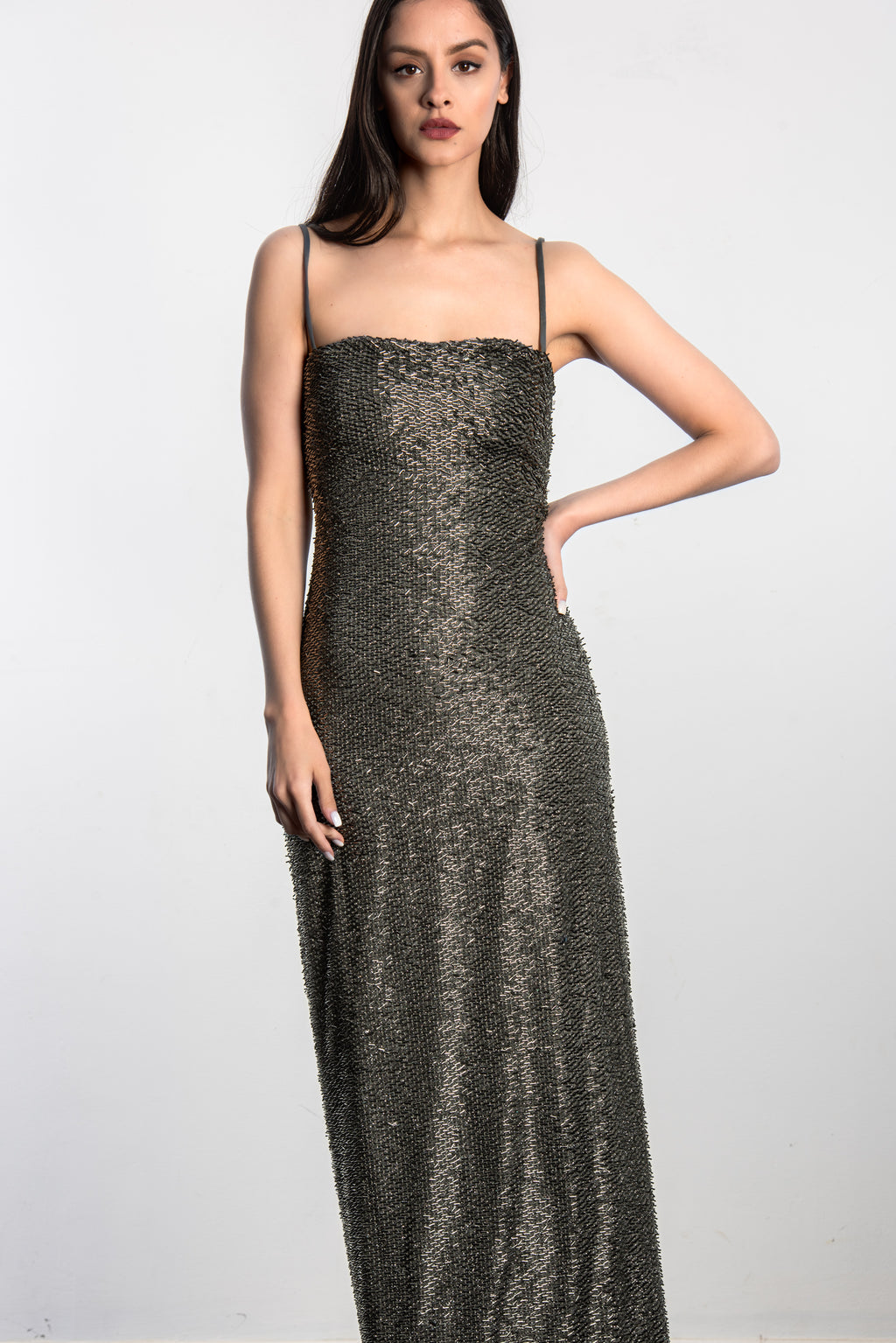 Beaded maxi dress - Silver