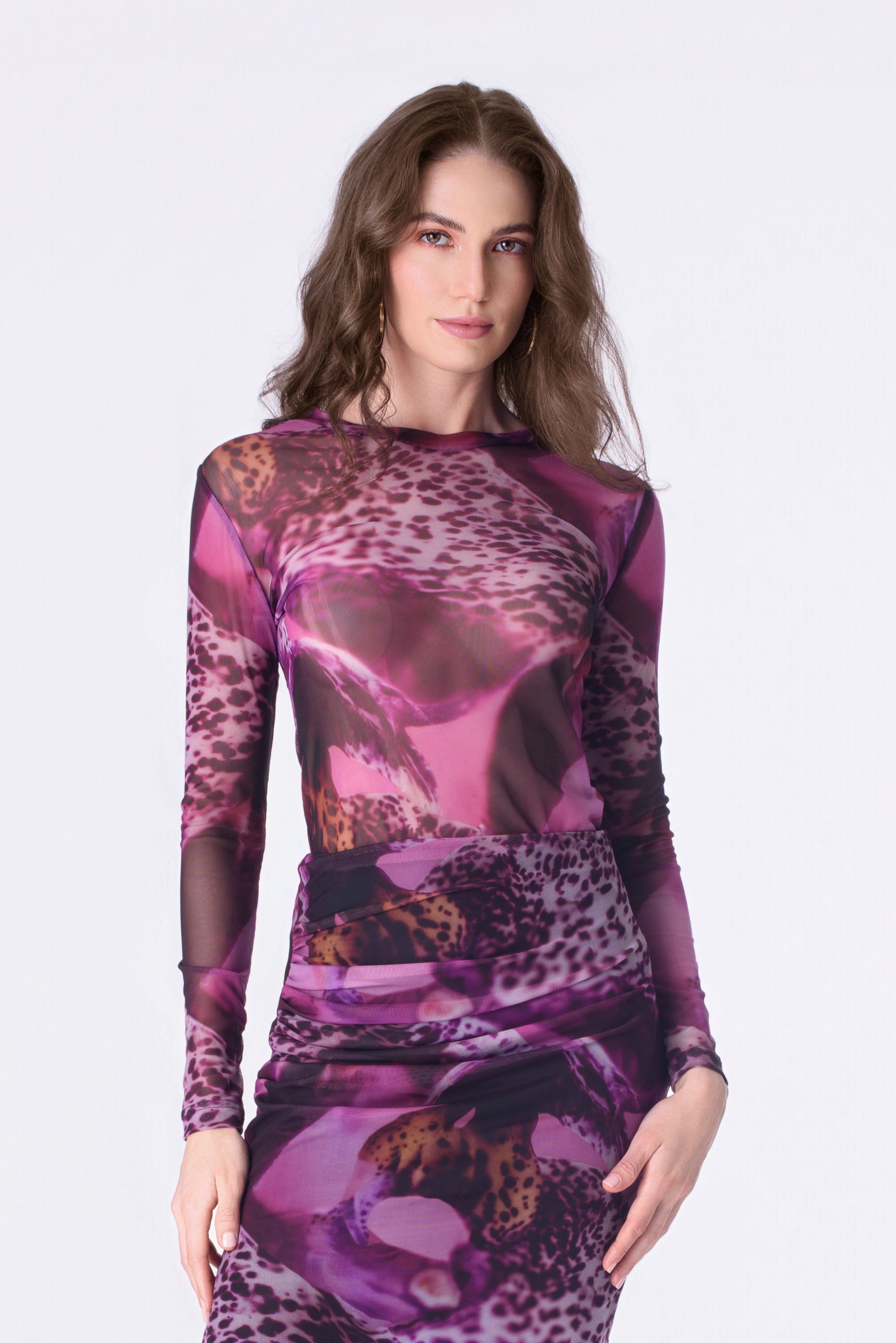 Orchid Leopard Mesh Top