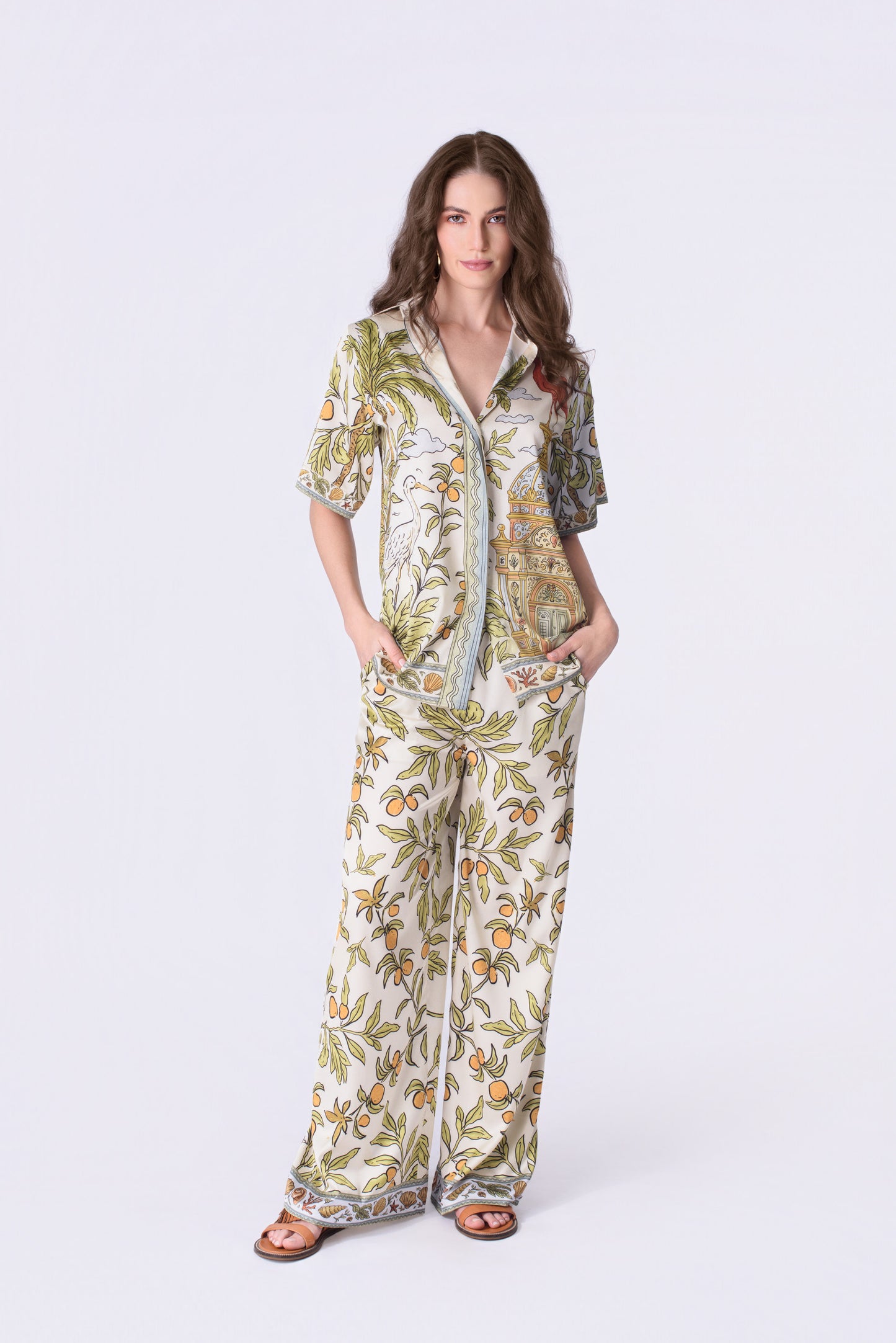 "Ibis Secret Garden" Silk Pants