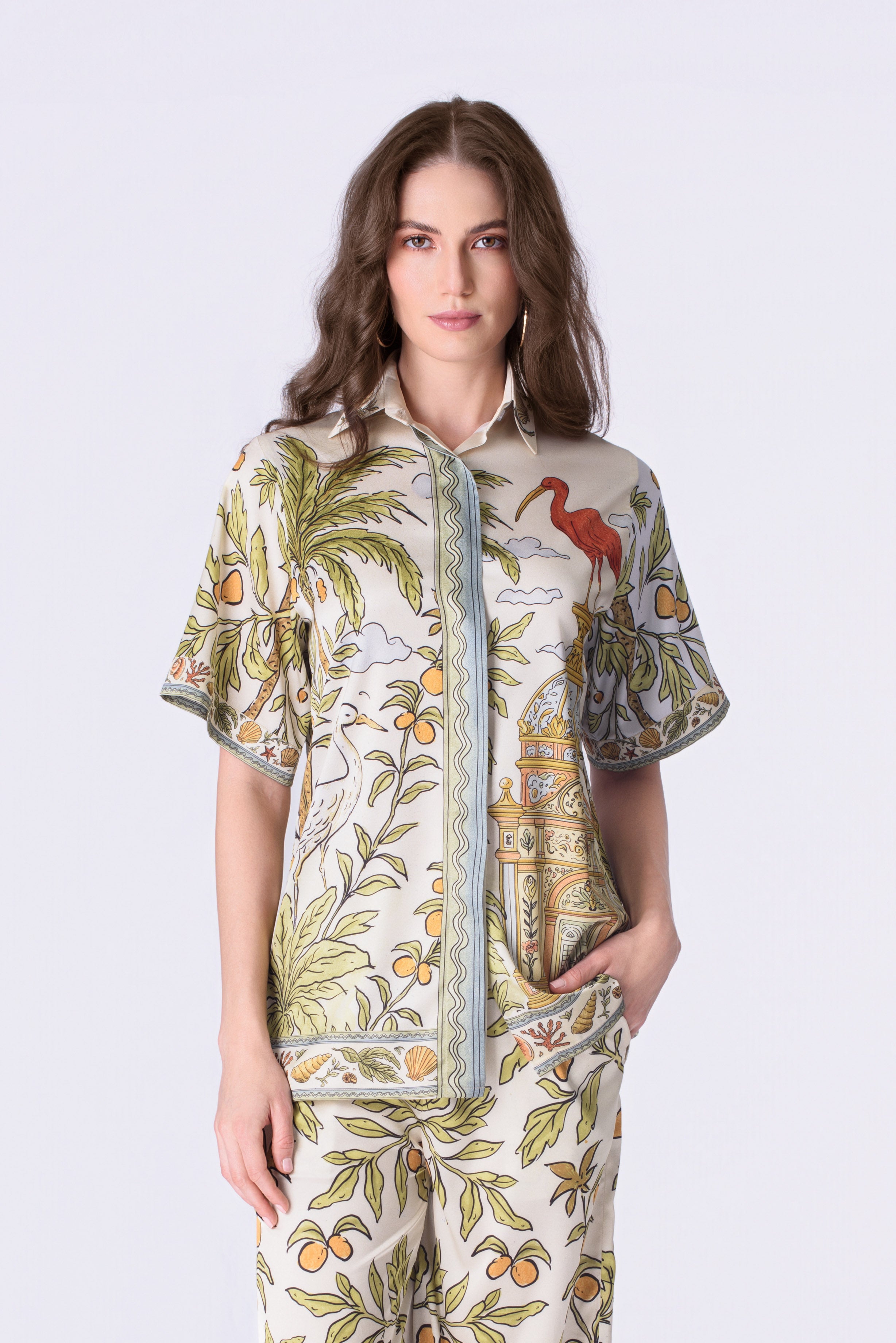 "Ibis Secret Garden" Silk Shirt