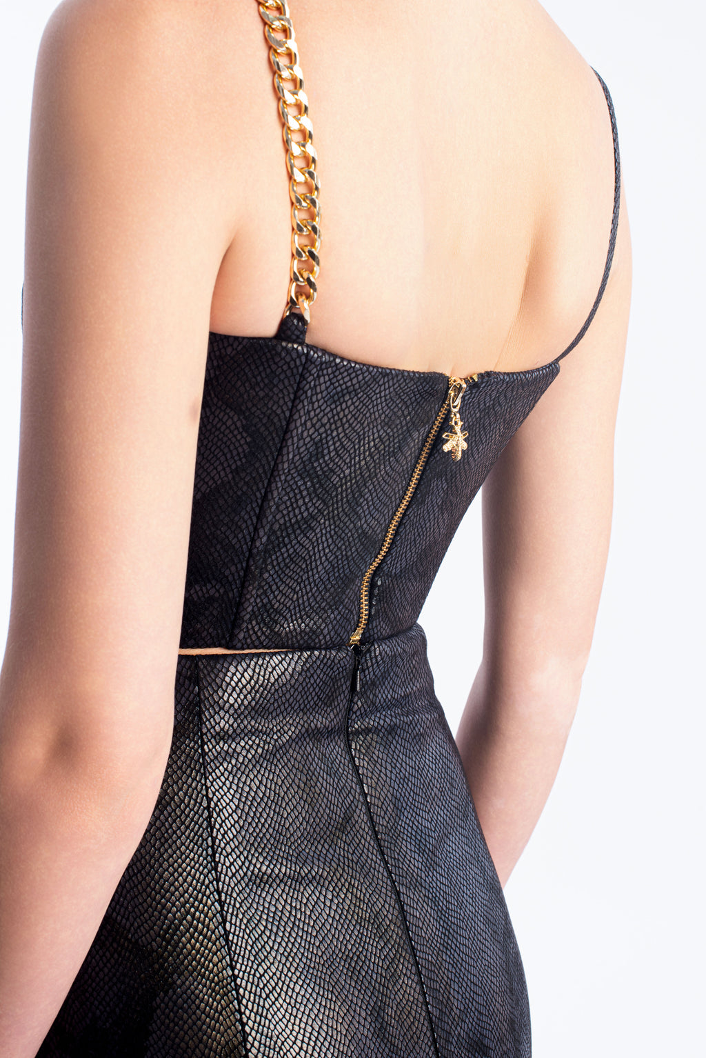 Leather midi skirt - Navy