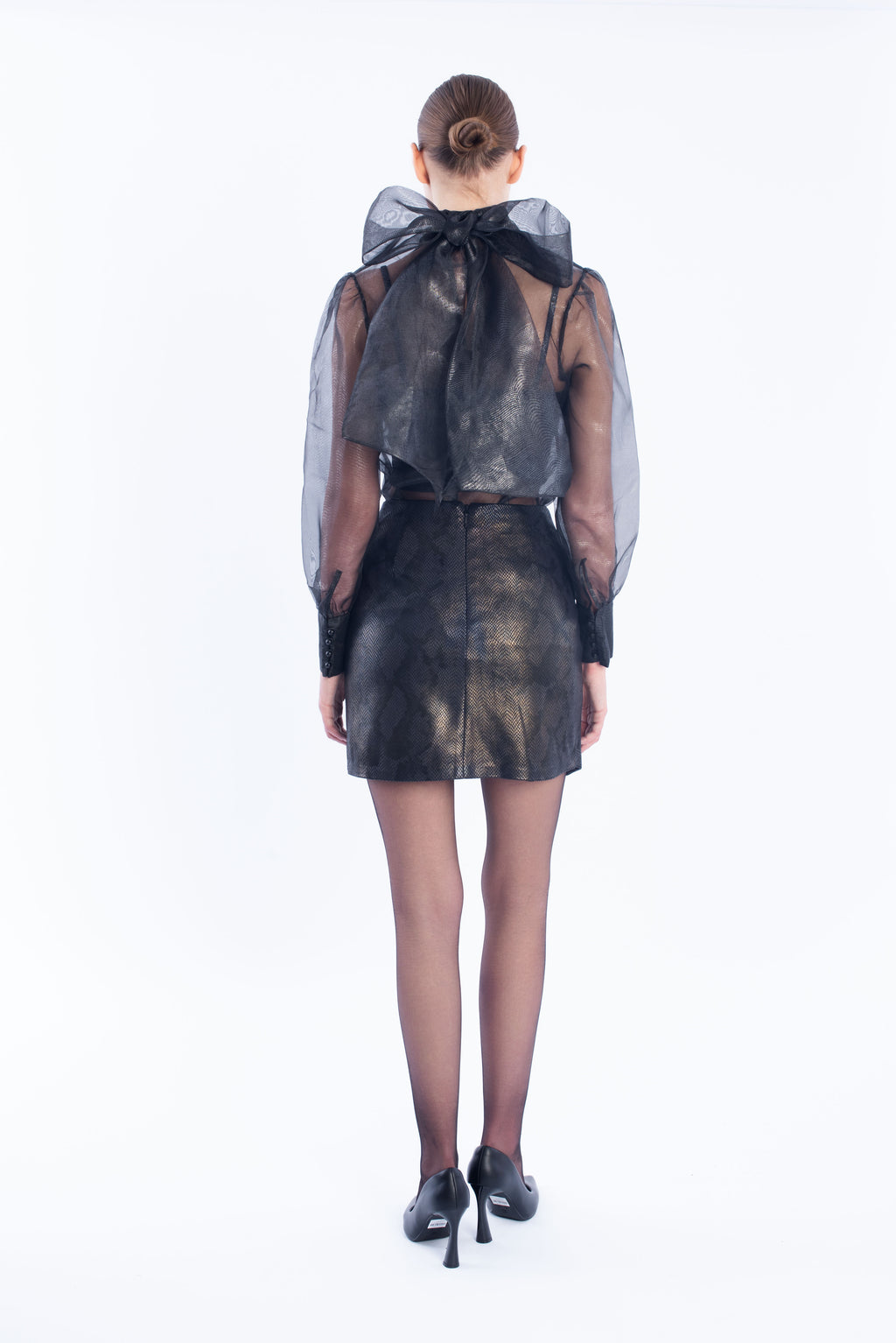 Leather mini skirt - Navy