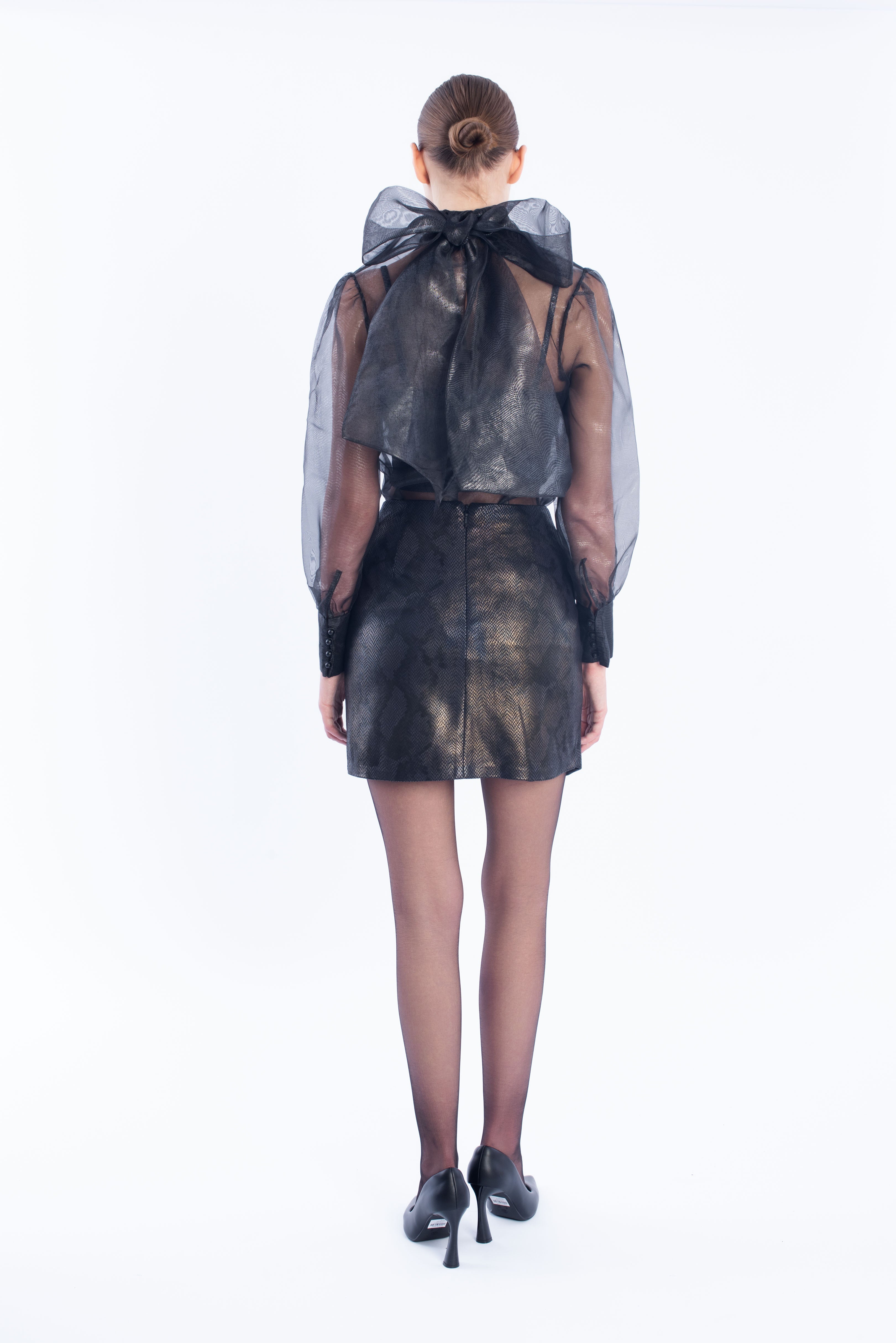 Leather mini skirt - Navy