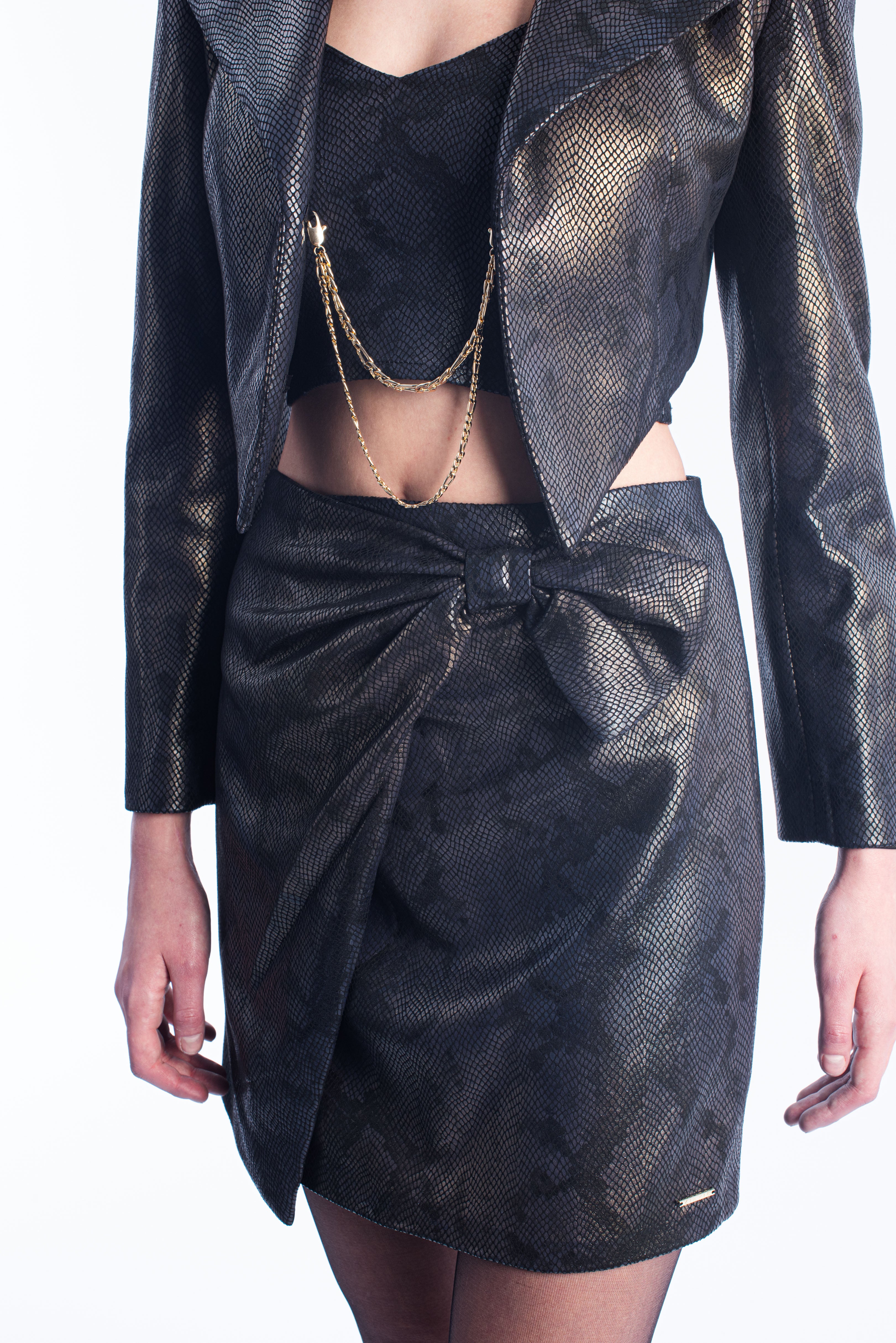 Leather mini skirt - Navy