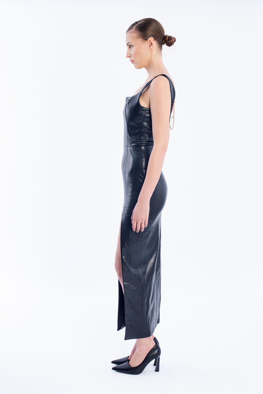 Leather Gown with chain - Black