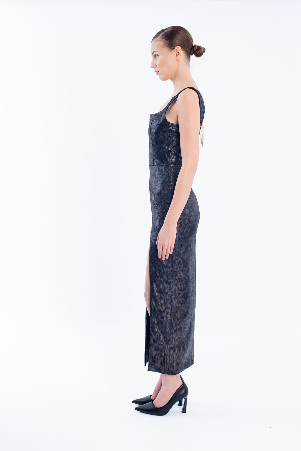 Leather Gown with chain - Navy