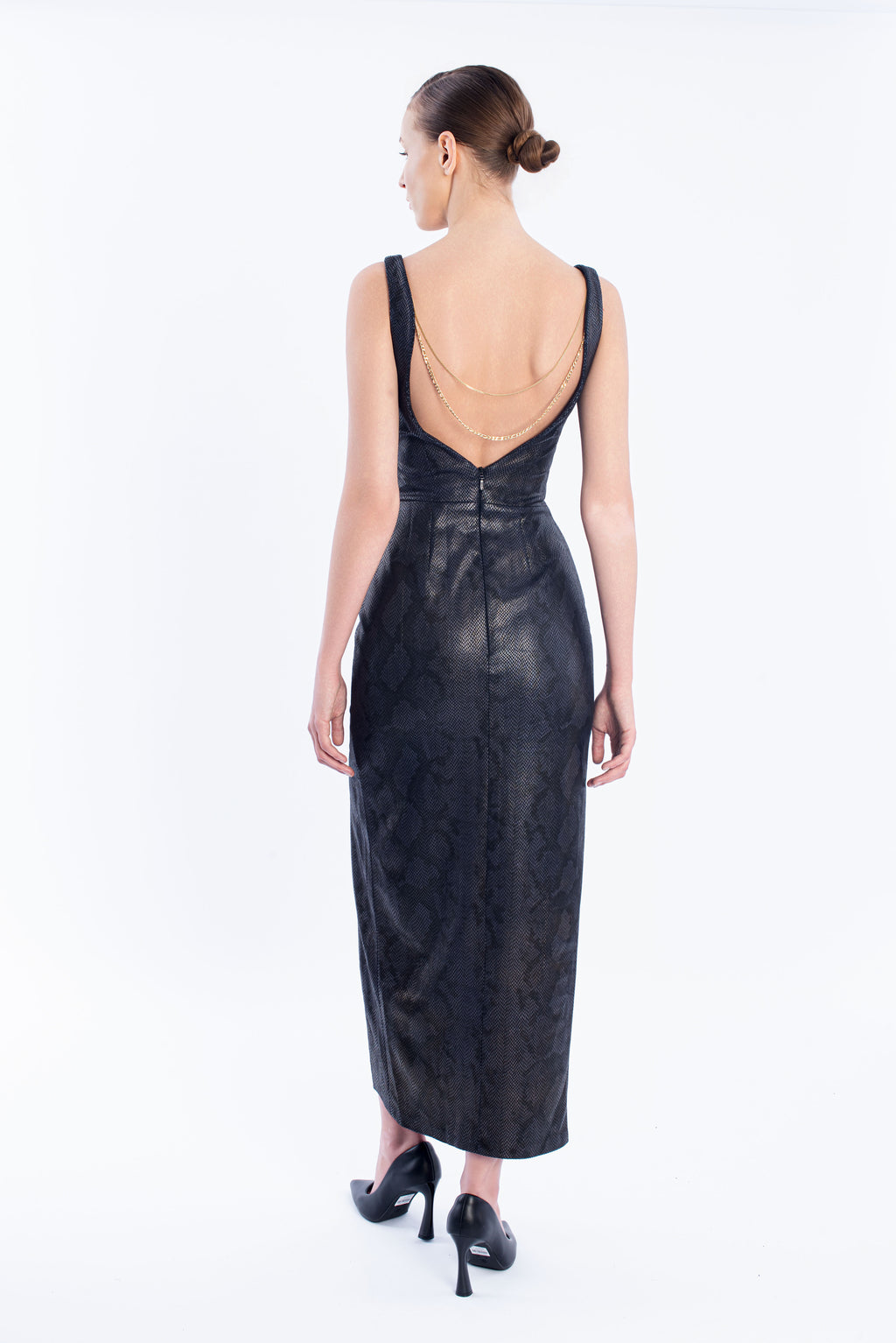 Leather Gown with chain - Navy