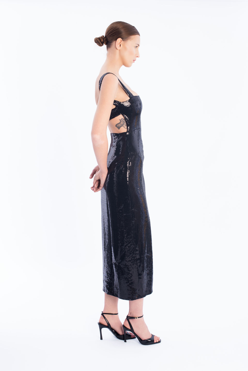 Draped sequin dress - Black