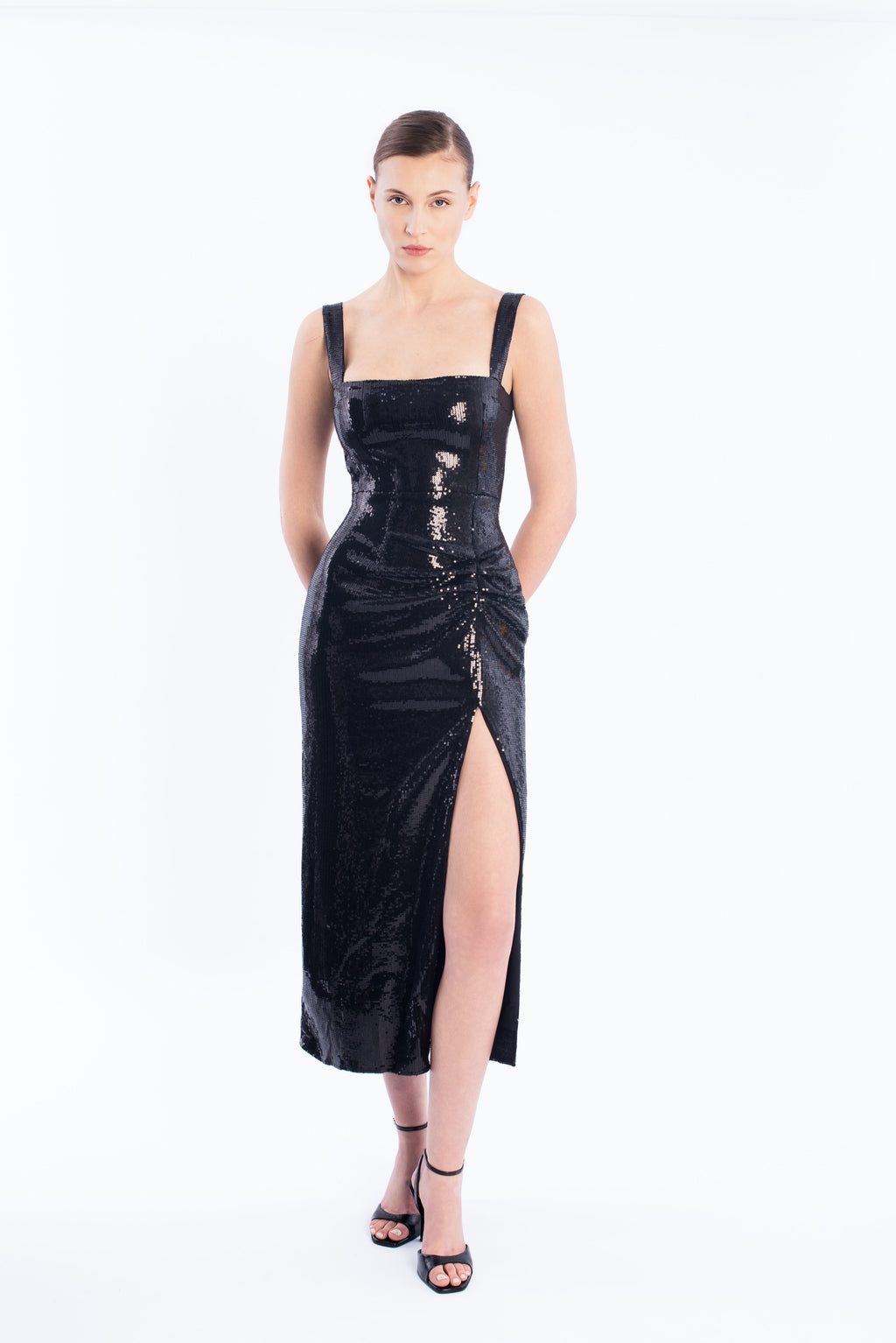 Draped sequin dress - Black