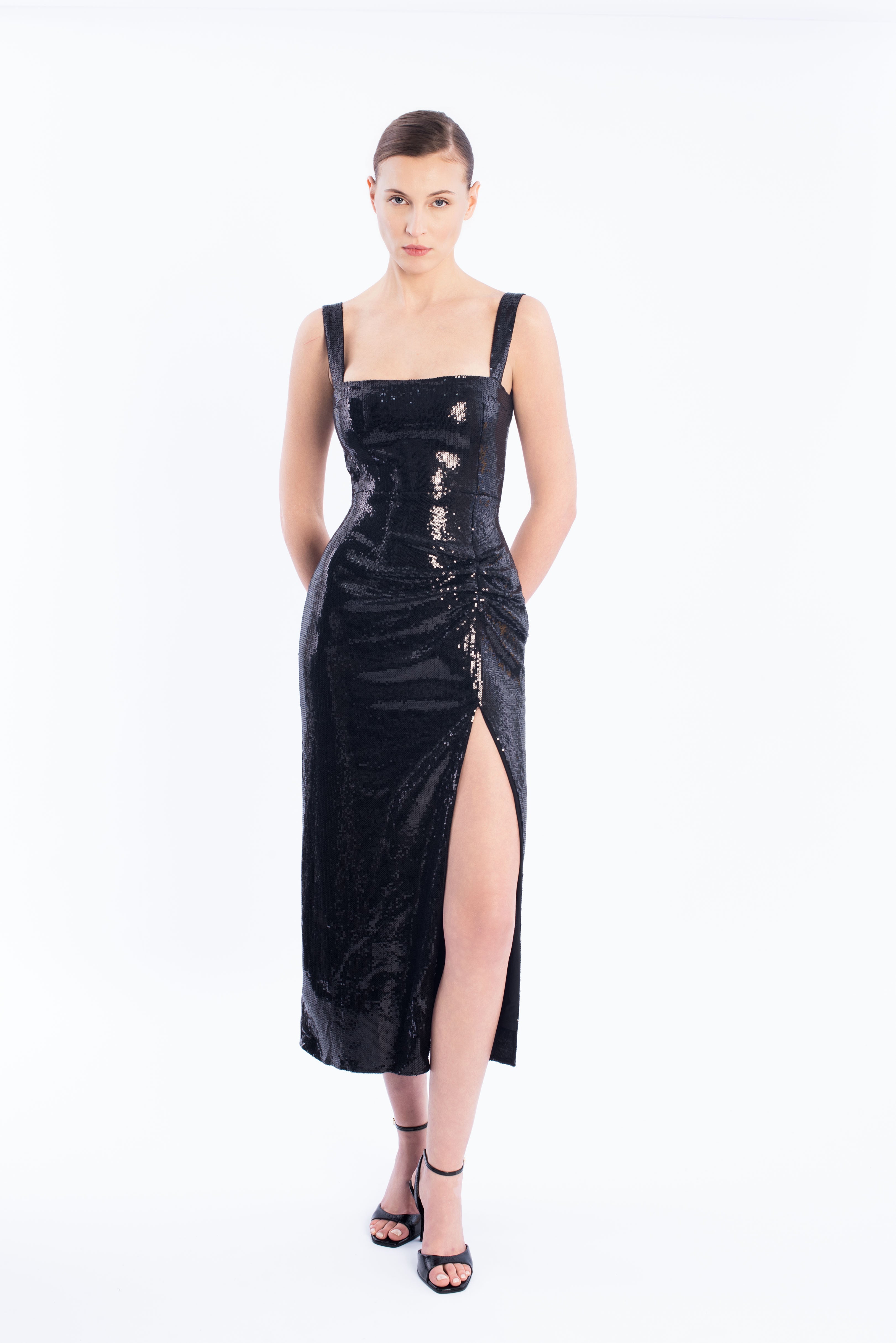 Draped sequin dress - Black