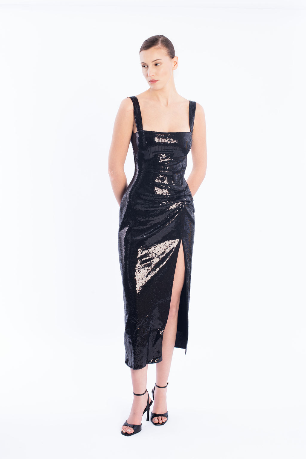 Draped sequin dress - Black