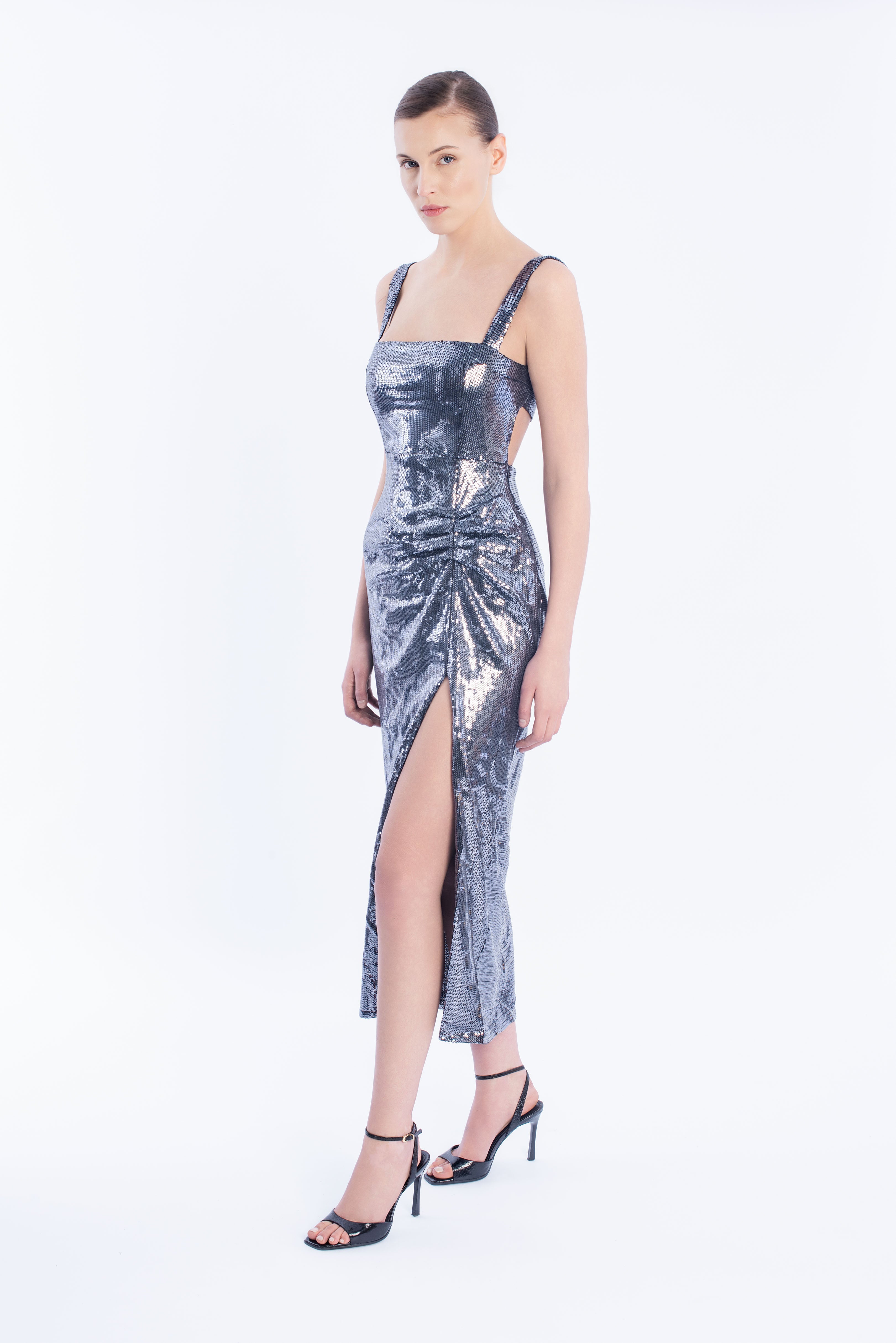 Draped sequin dress - Silver