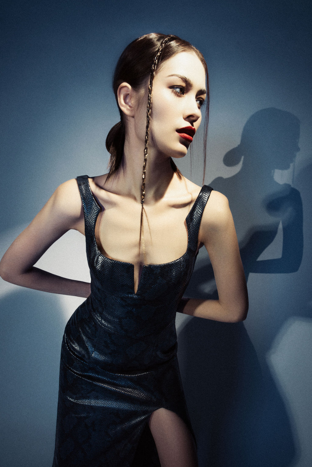 Leather Gown with chain - Navy