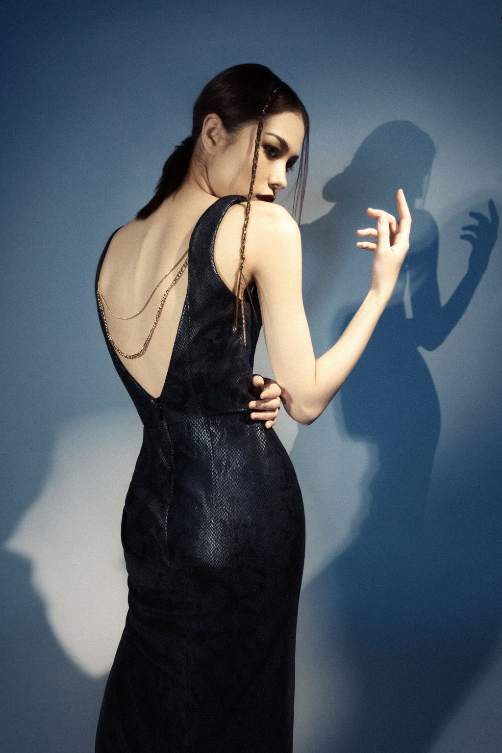 Leather Gown with chain - Black