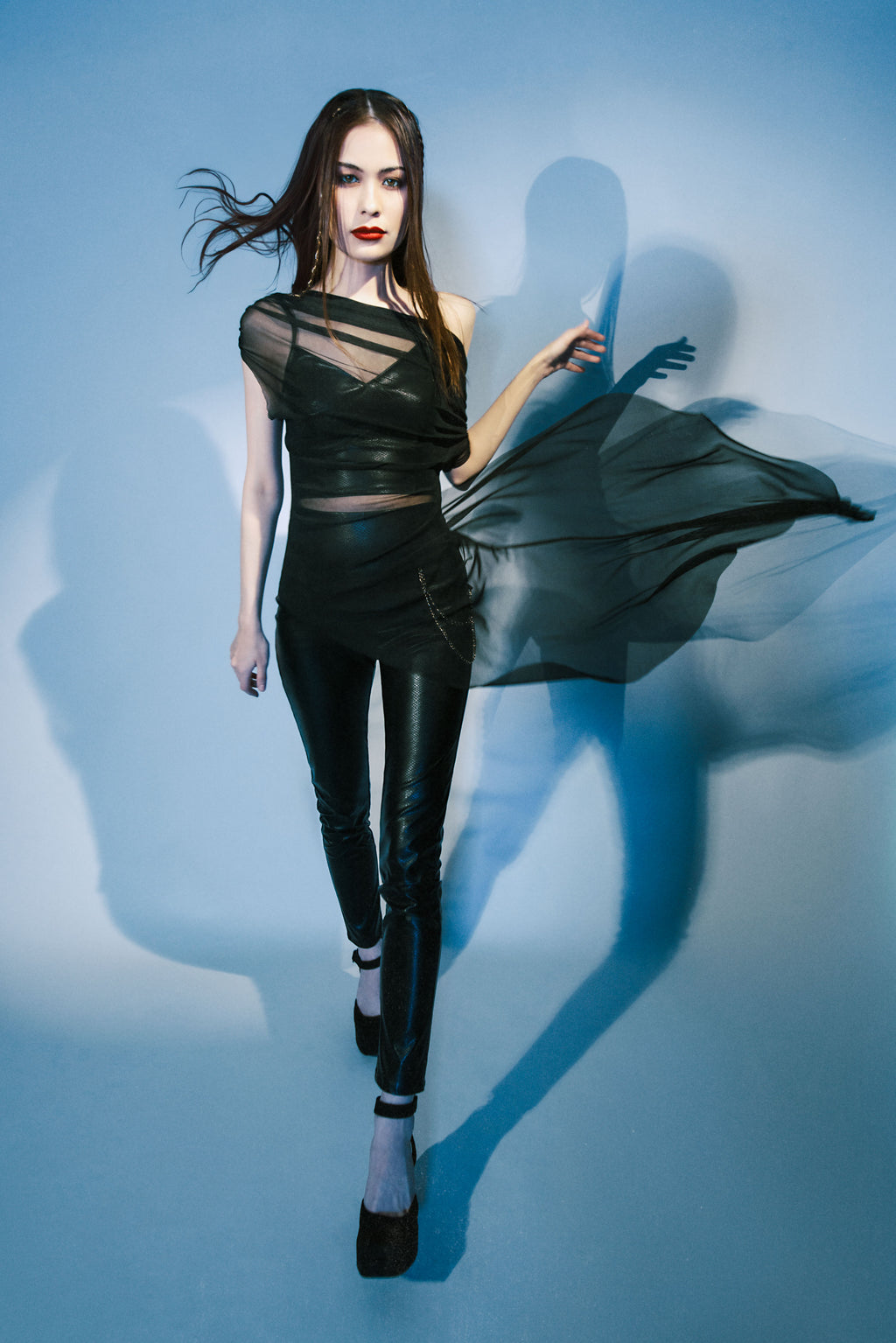 Asymmetric Sheer Mesh Top