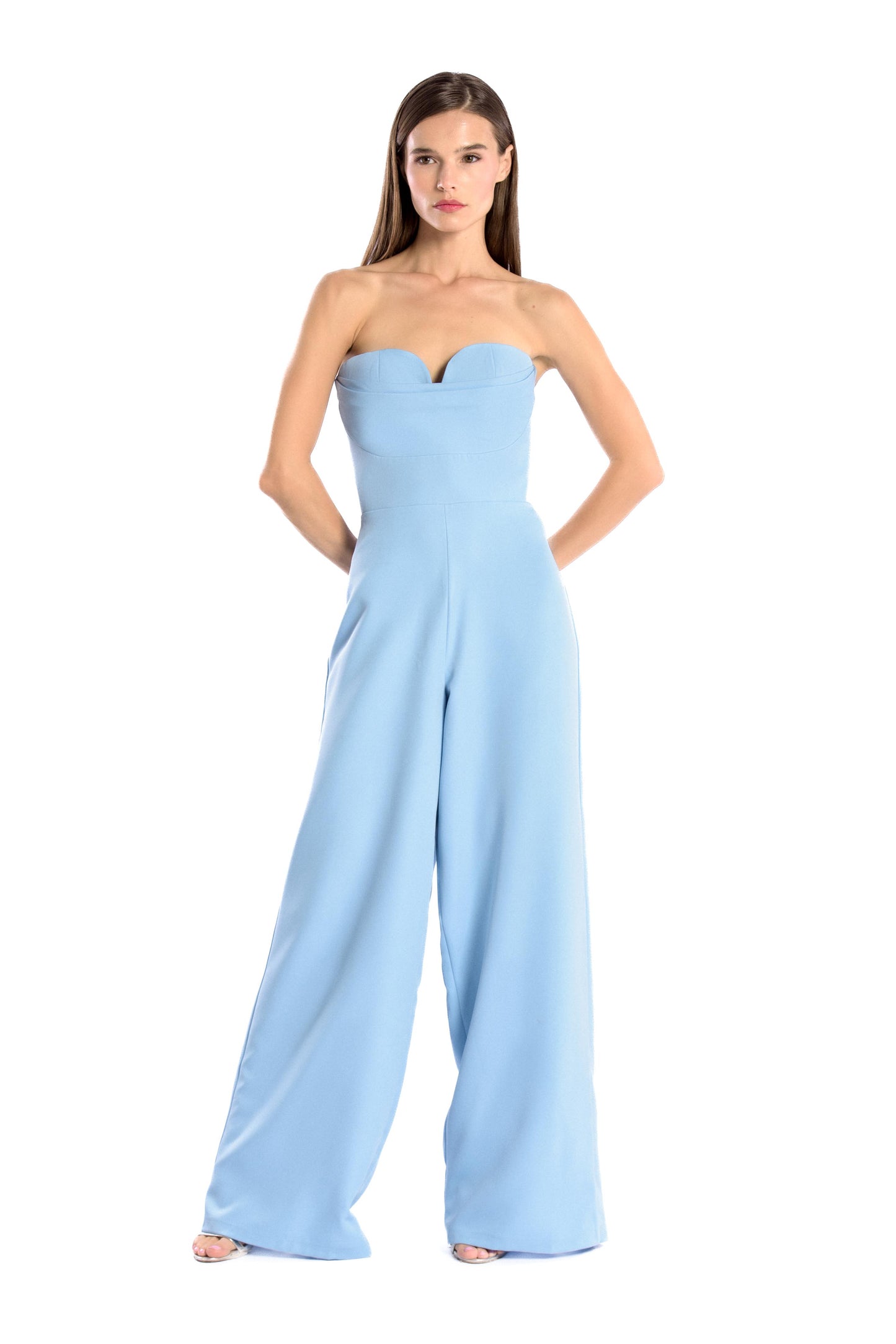 Draped crepe jumpsuit - Pale blue