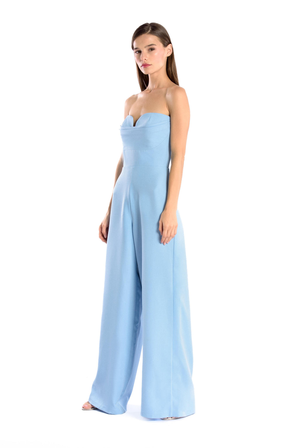 Draped crepe jumpsuit - Pale blue
