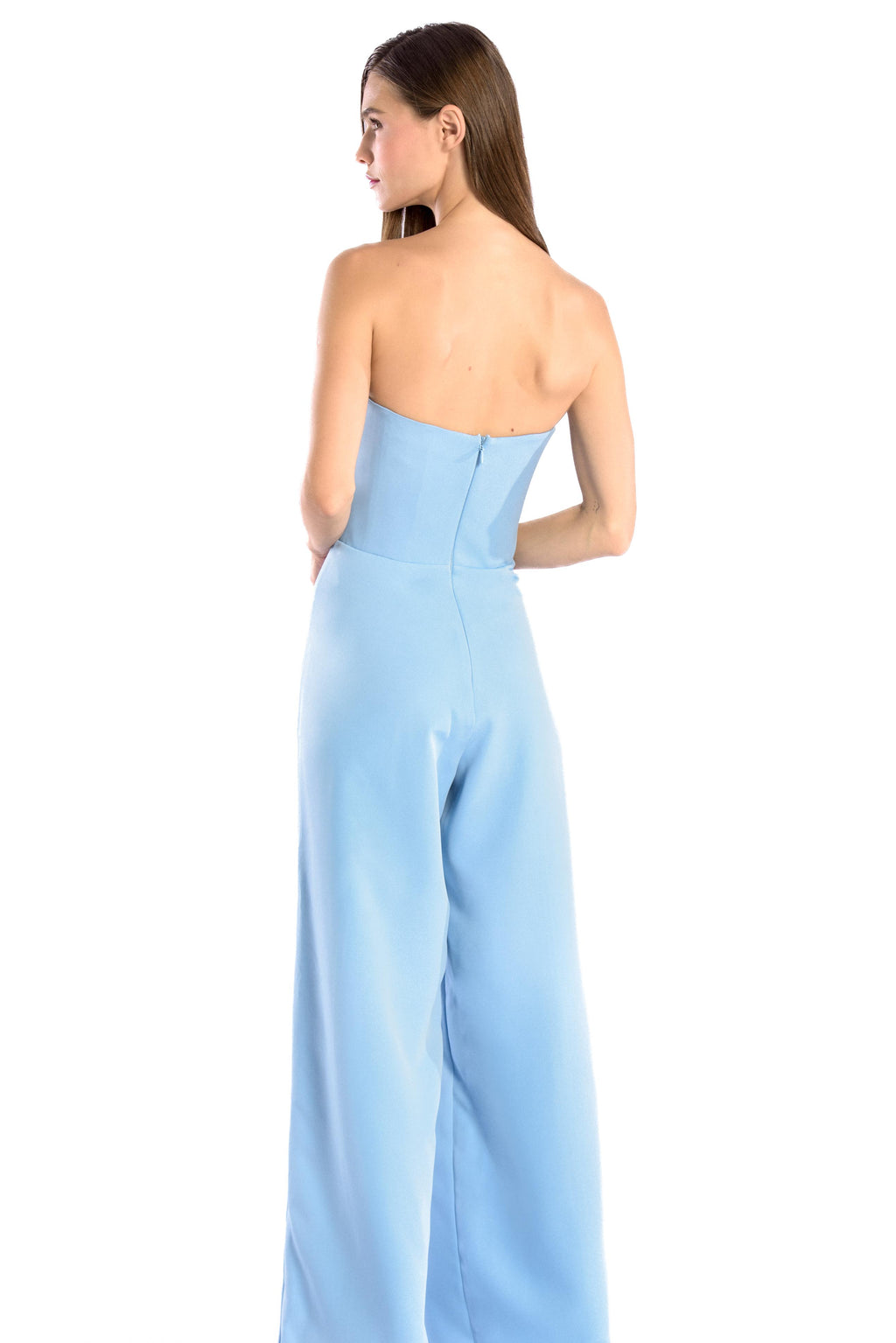 Draped crepe jumpsuit - Pale blue