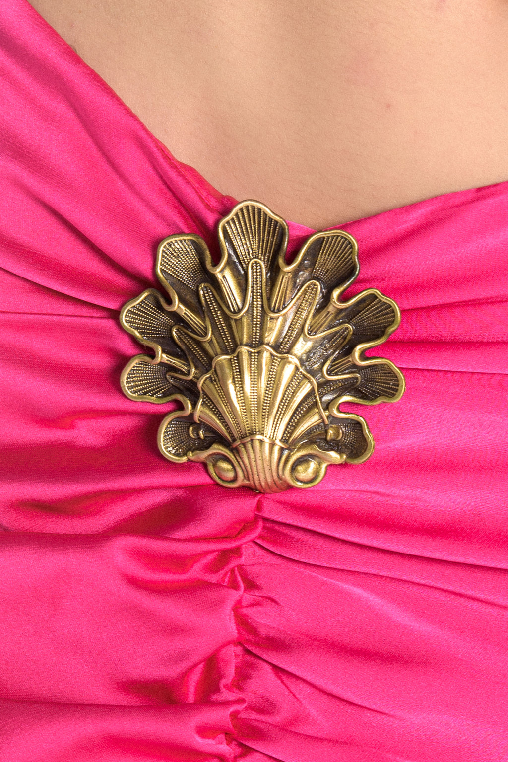 Seashell brooch silk skirt - Fuchsia
