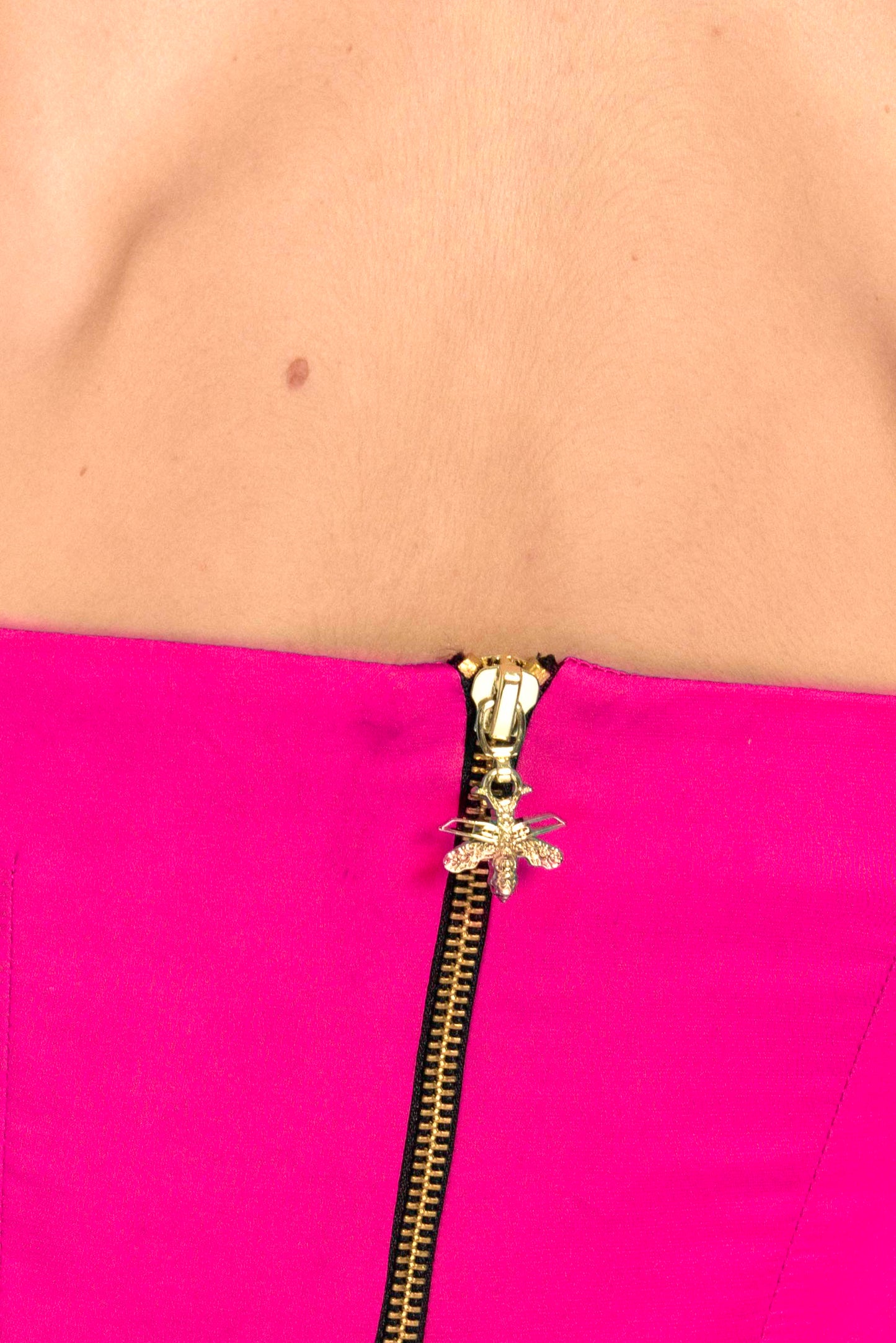 Two color twisted silk tube top - Orange/ Fuchsia