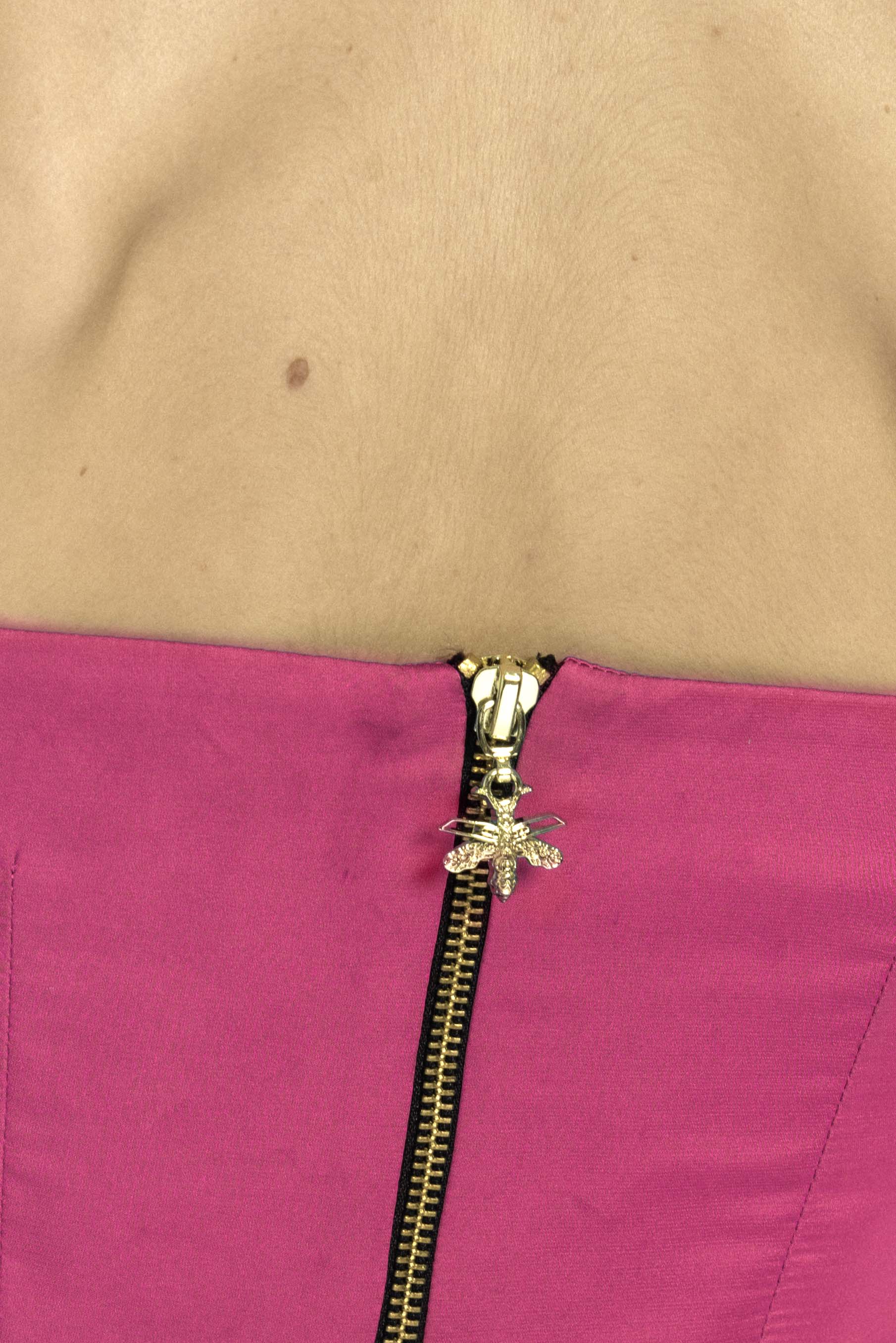 Two color twisted silk tube top - Orange/ Fuchsia