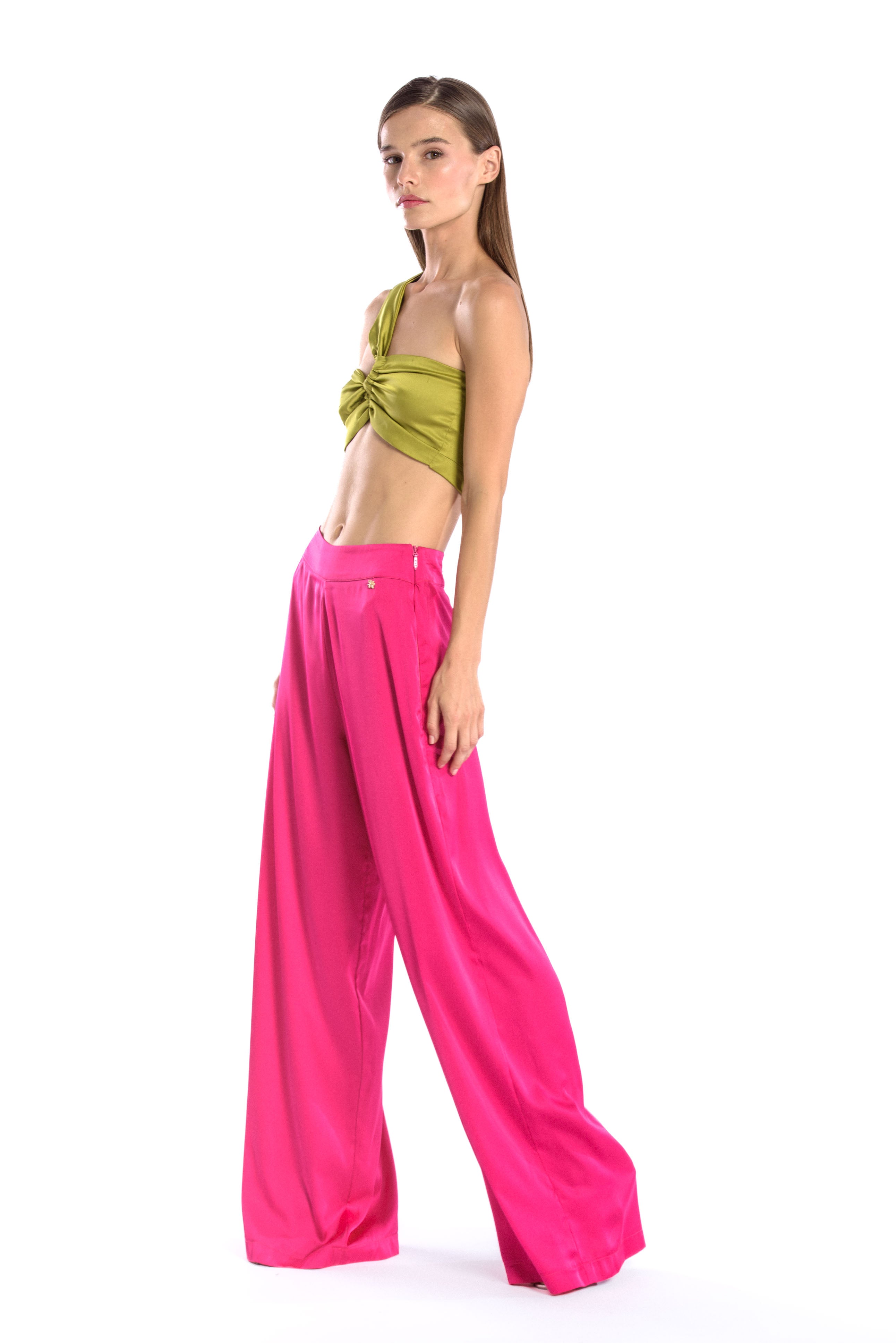 silk pants,firefly charm,side zipper,vibrant silk collection,mix and match,edgy style,luxury fashion,comfort and style,quality design,durable, pink pants