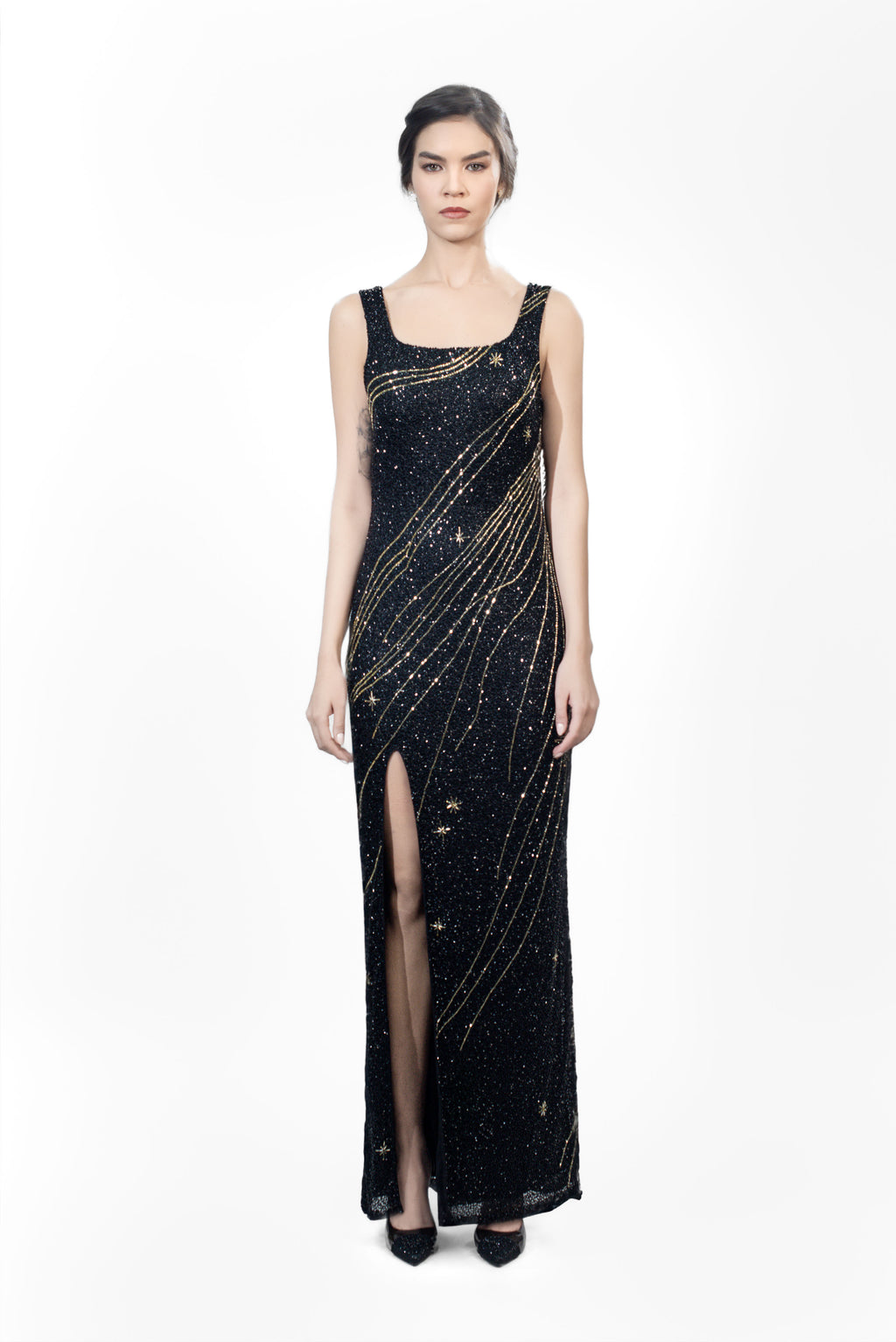 Celestial fully beaded maxi dress