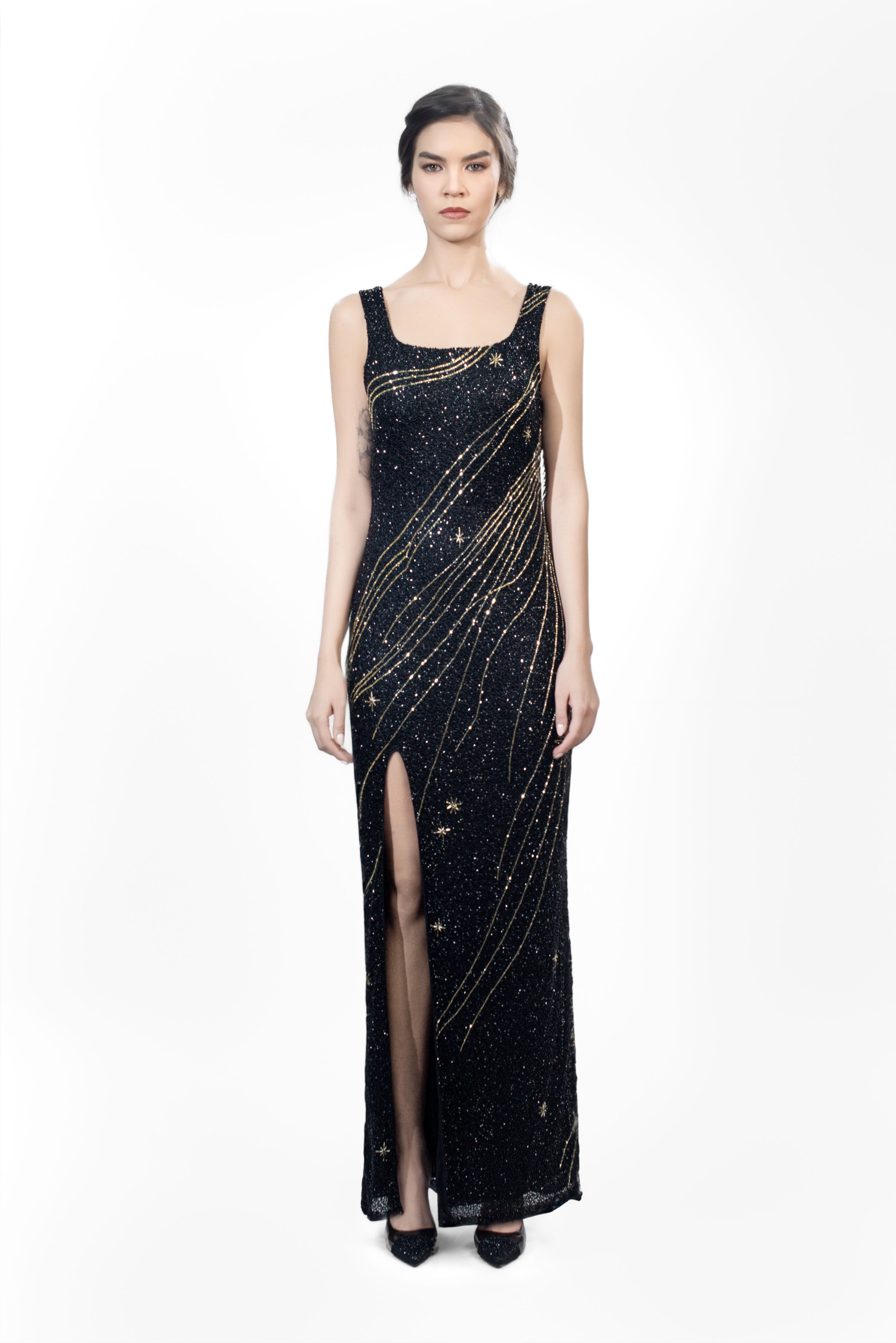 Celestial fully beaded maxi dress