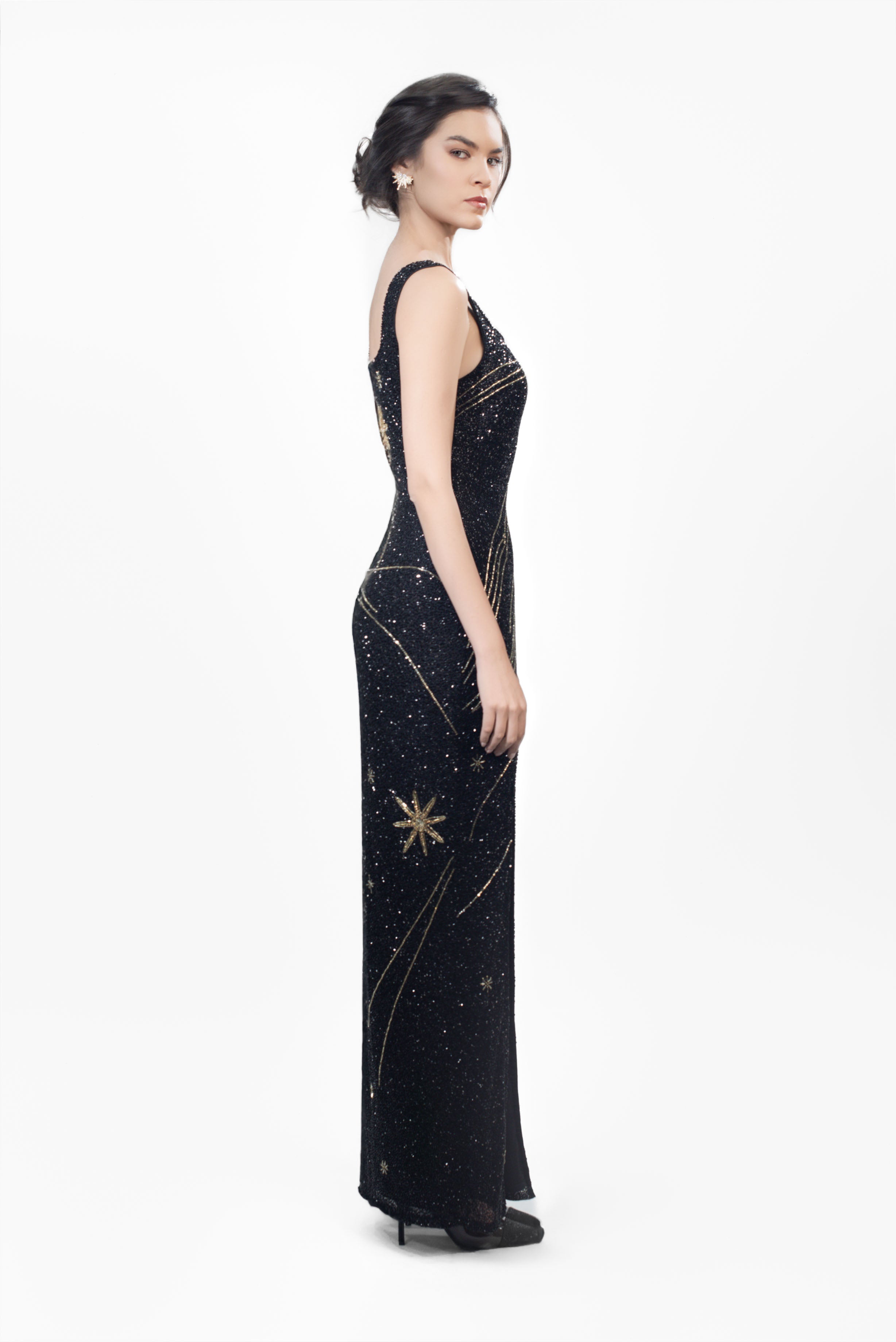Celestial fully beaded maxi dress