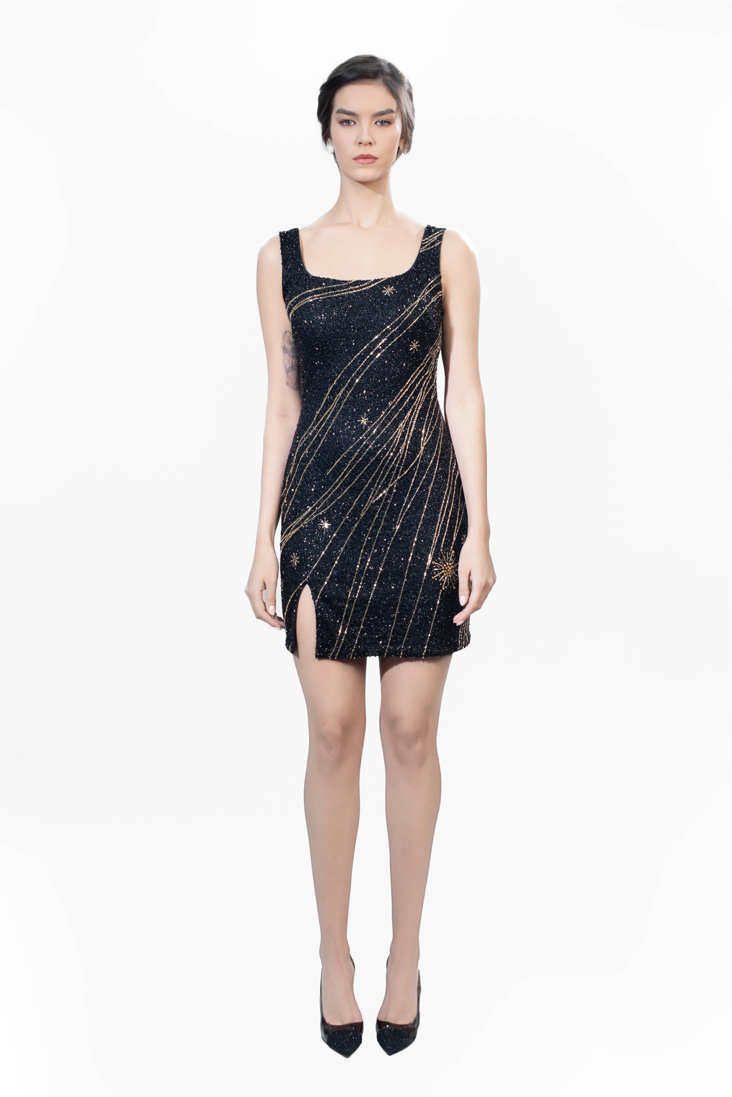 Celestial fully beaded mini dress – Ziavie