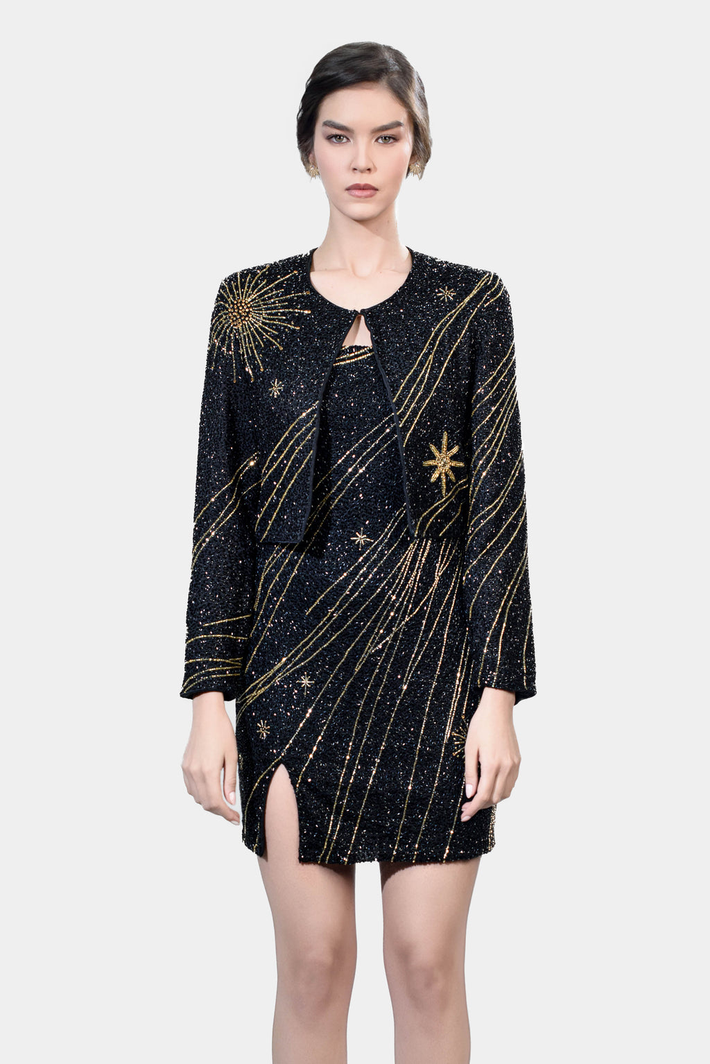 Celestial fully beaded mini dress