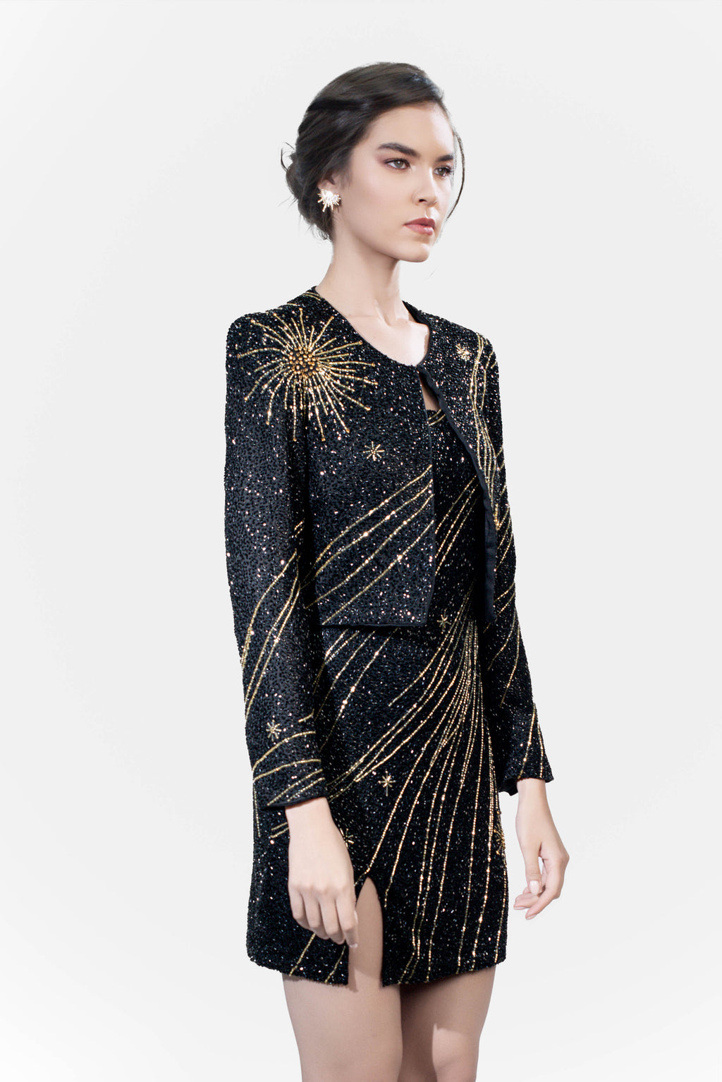 Celestial fully beaded mini dress