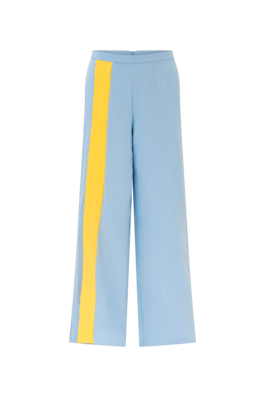High waist pants with contrast strip - Blue