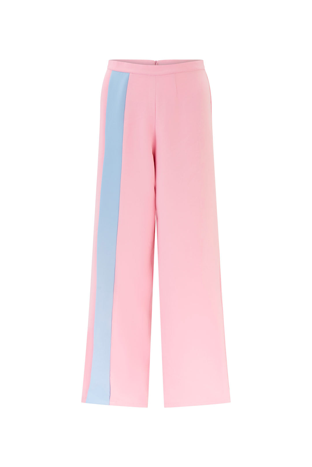 High waist pants with contrast strip - Blue