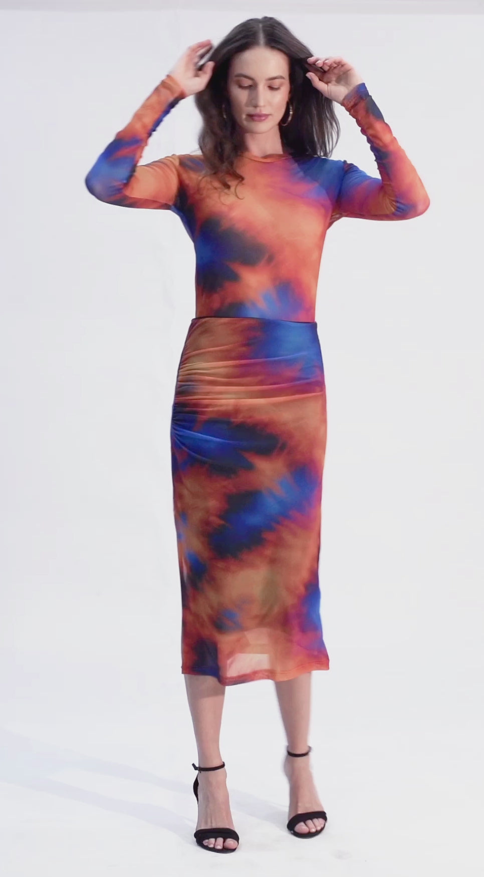 Sunset Mirage Mesh Midi Skirt